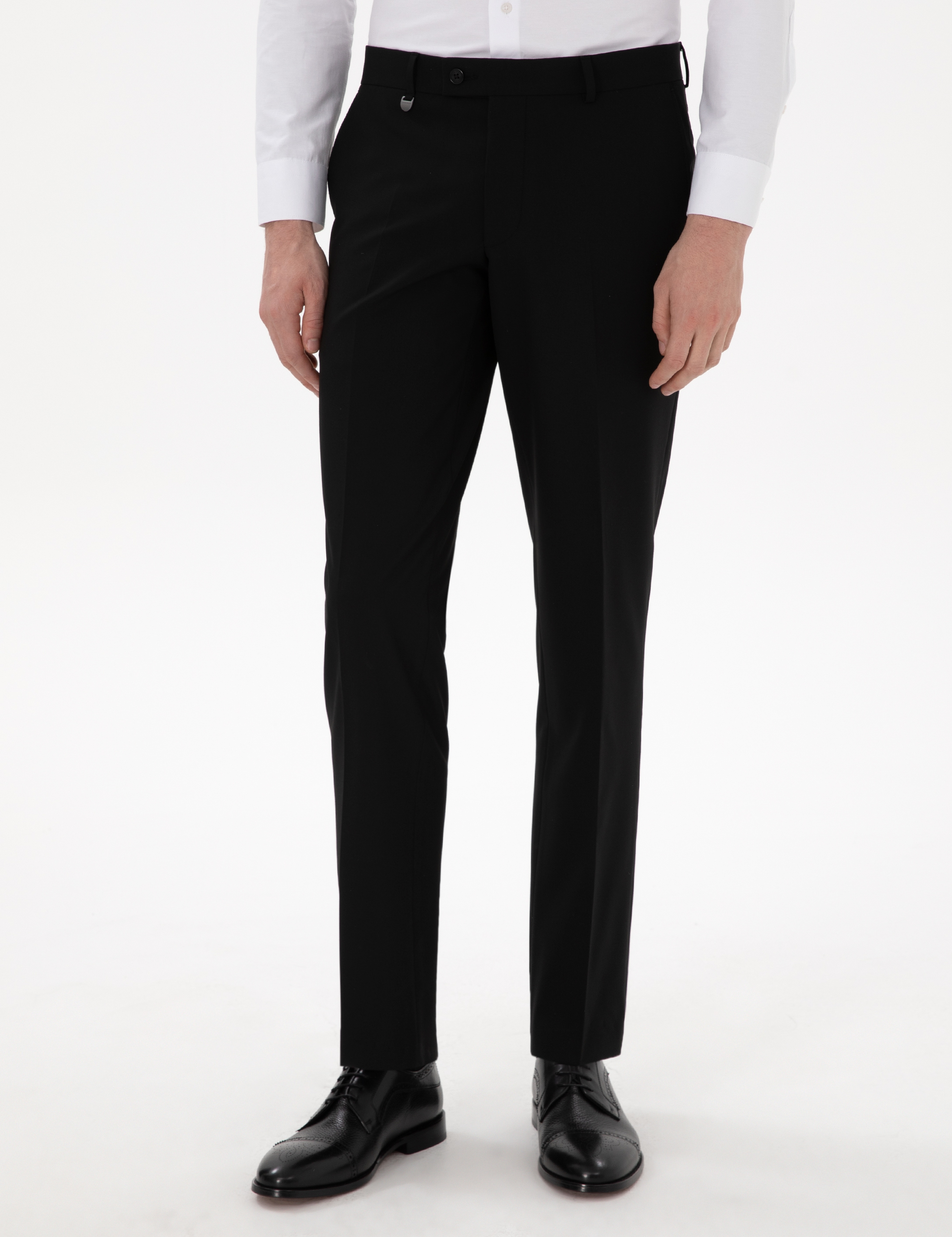 Siyah Slim Fit Kumaş Pantolon - Image 2