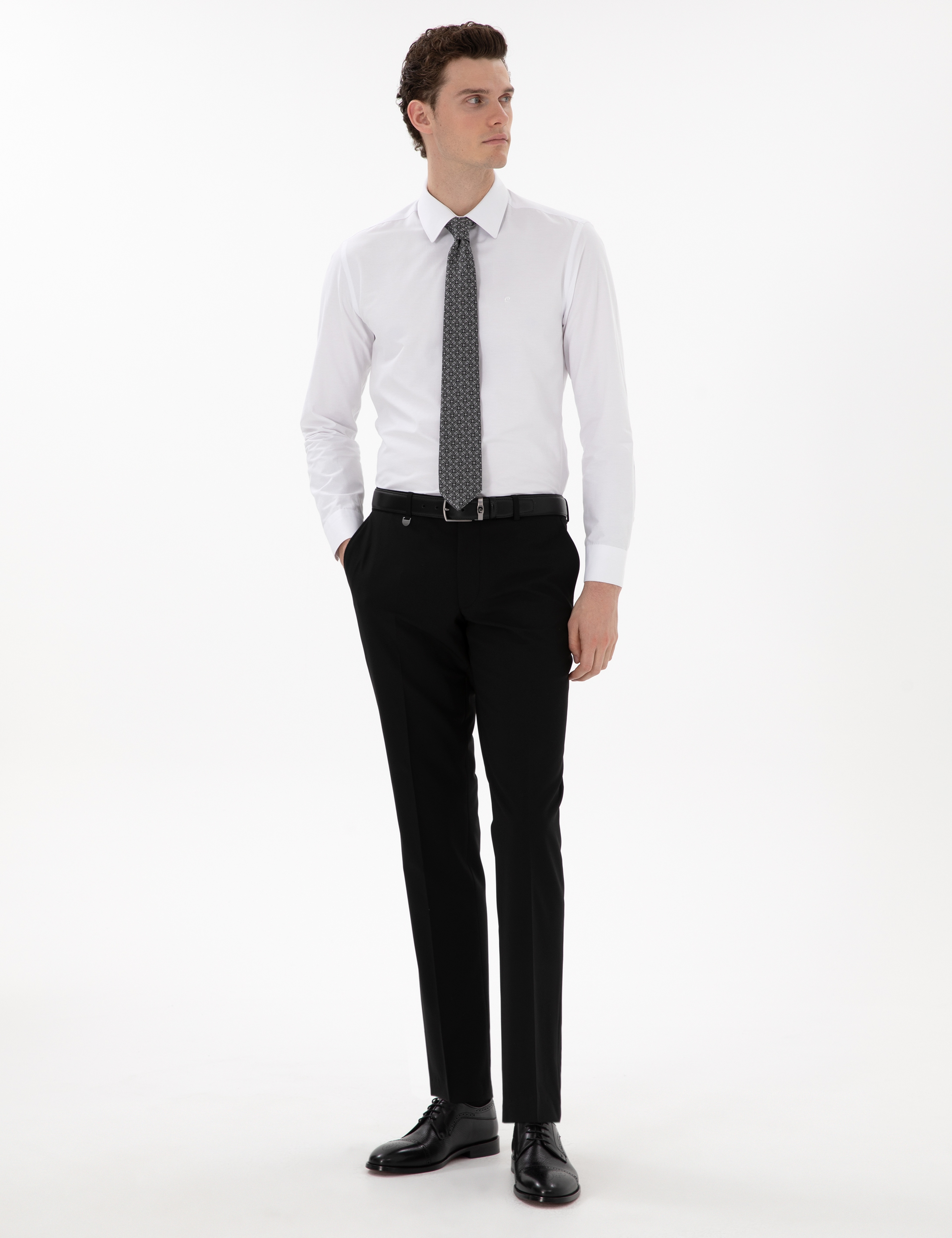 Siyah Slim Fit Kumaş Pantolon - Image 3