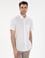 Beyaz Keten Karışımlı Regular Fit Kısa Kollu Gömlek