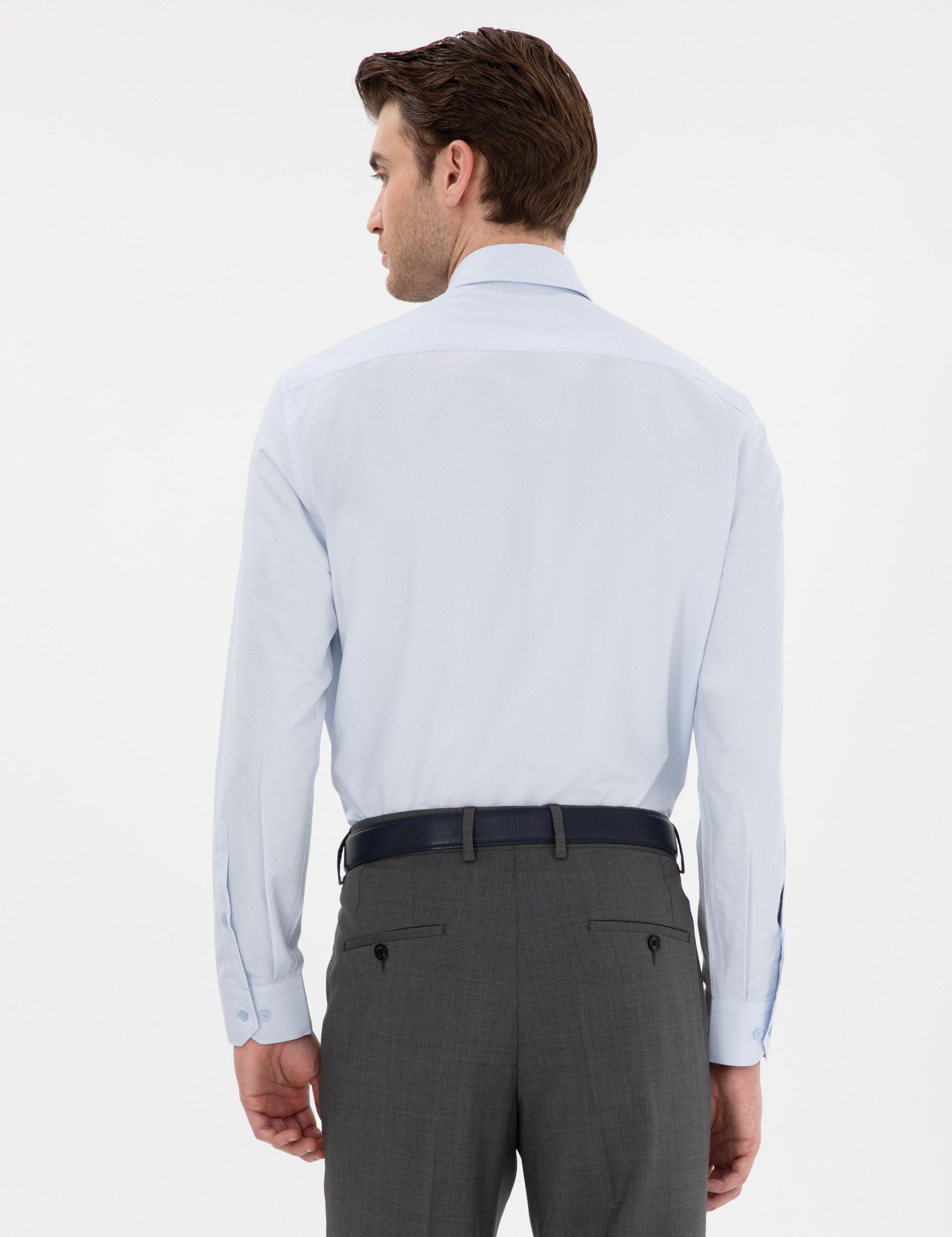 Açık Mavi Slim Fit Uzun Kollu Basic Gömlek