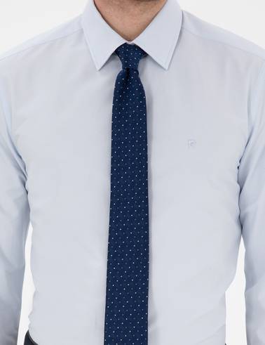 Açık Mavi Slim Fit Uzun Kollu Basic Gömlek