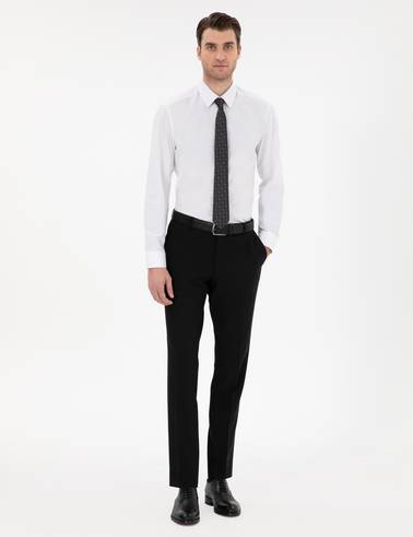 Beyaz Slim Fit Uzun Kollu Basic Gömlek