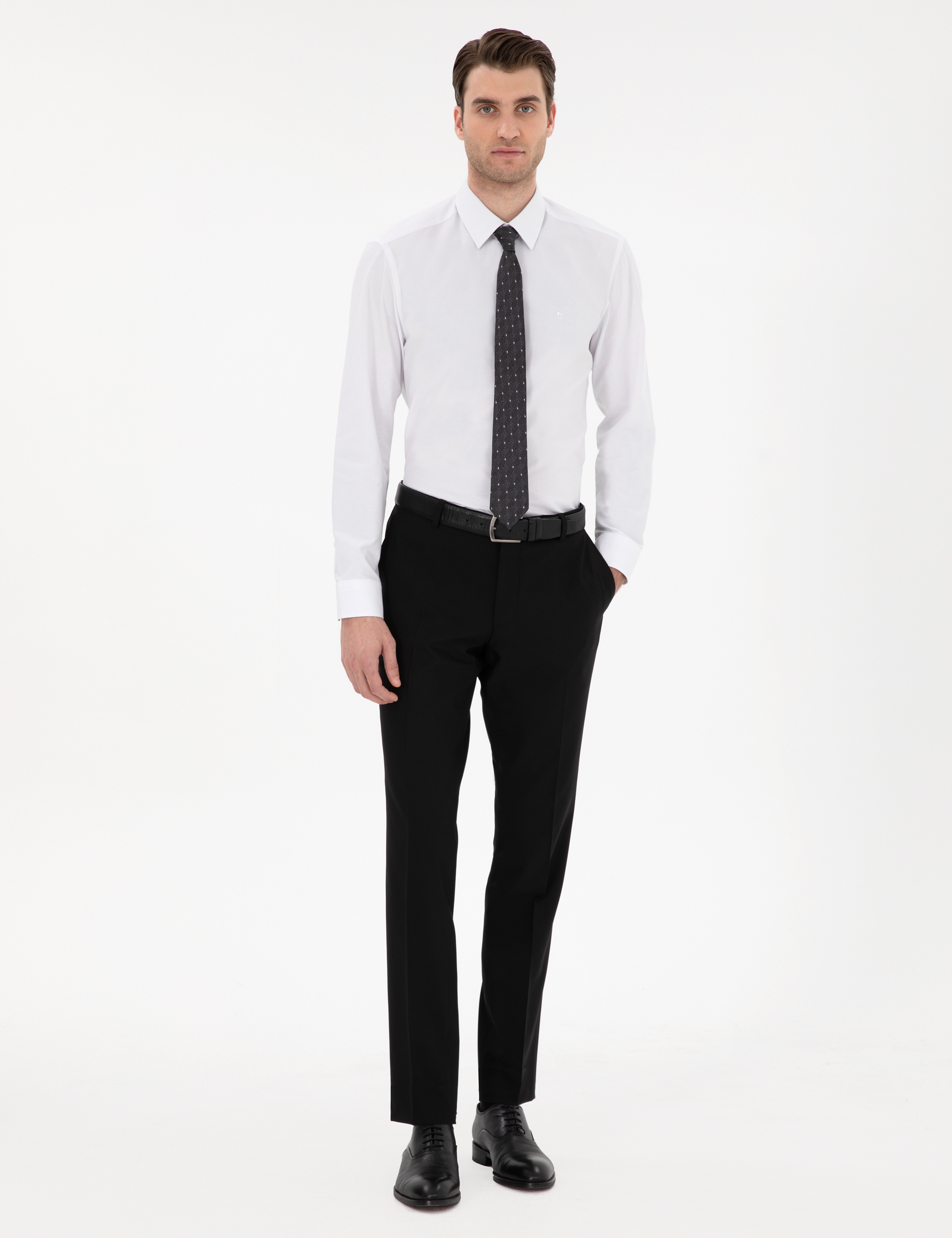 Beyaz Slim Fit Uzun Kollu Basic Gömlek - Image 4