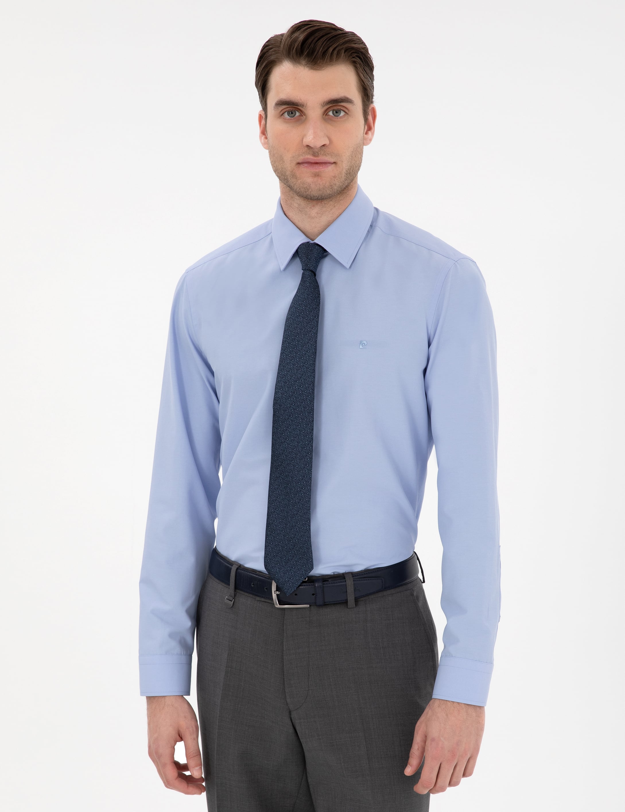 Mavi Slim Fit Uzun Kollu Basic Gömlek - Image 1