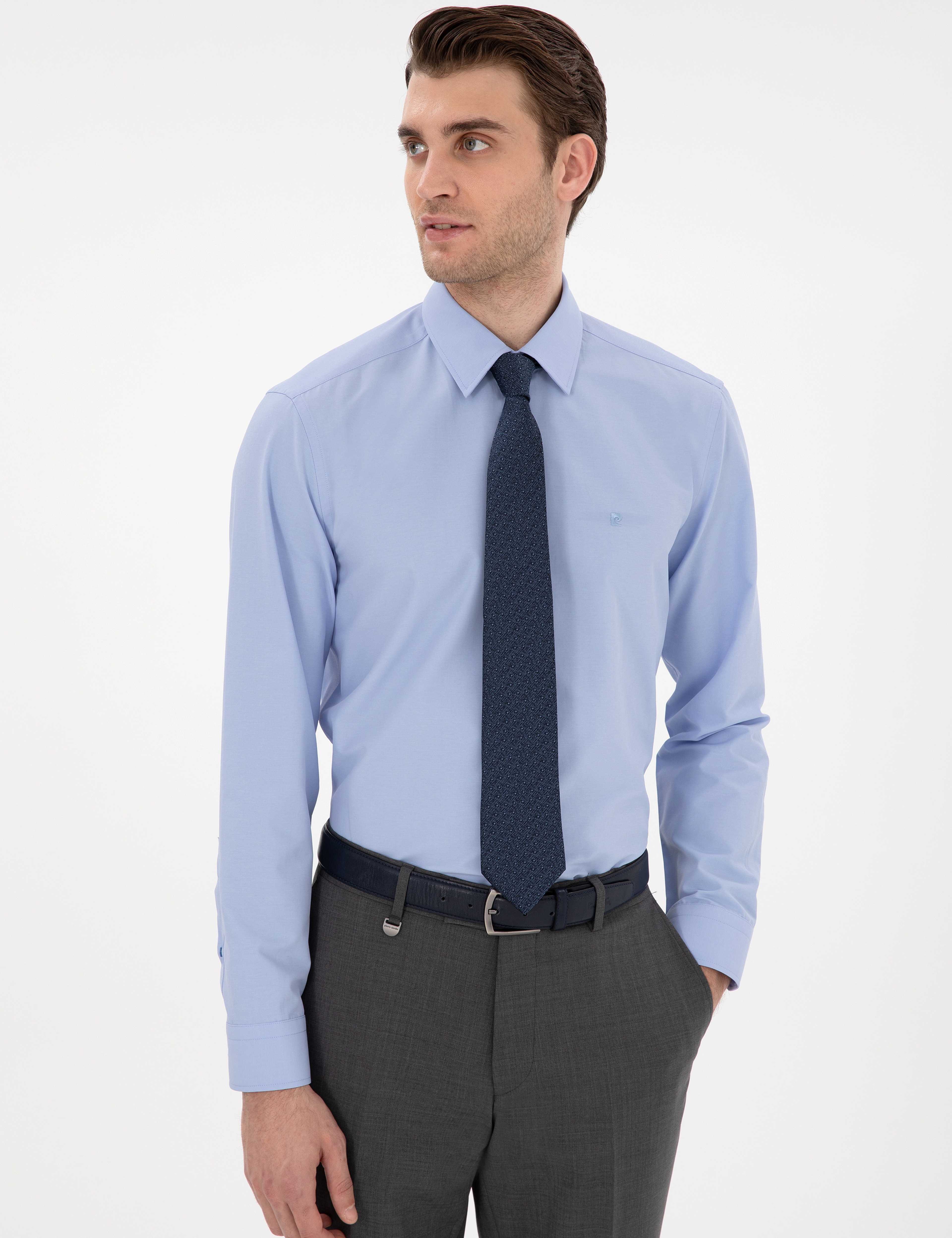 Mavi Slim Fit Uzun Kollu Basic Gömlek - Image 3