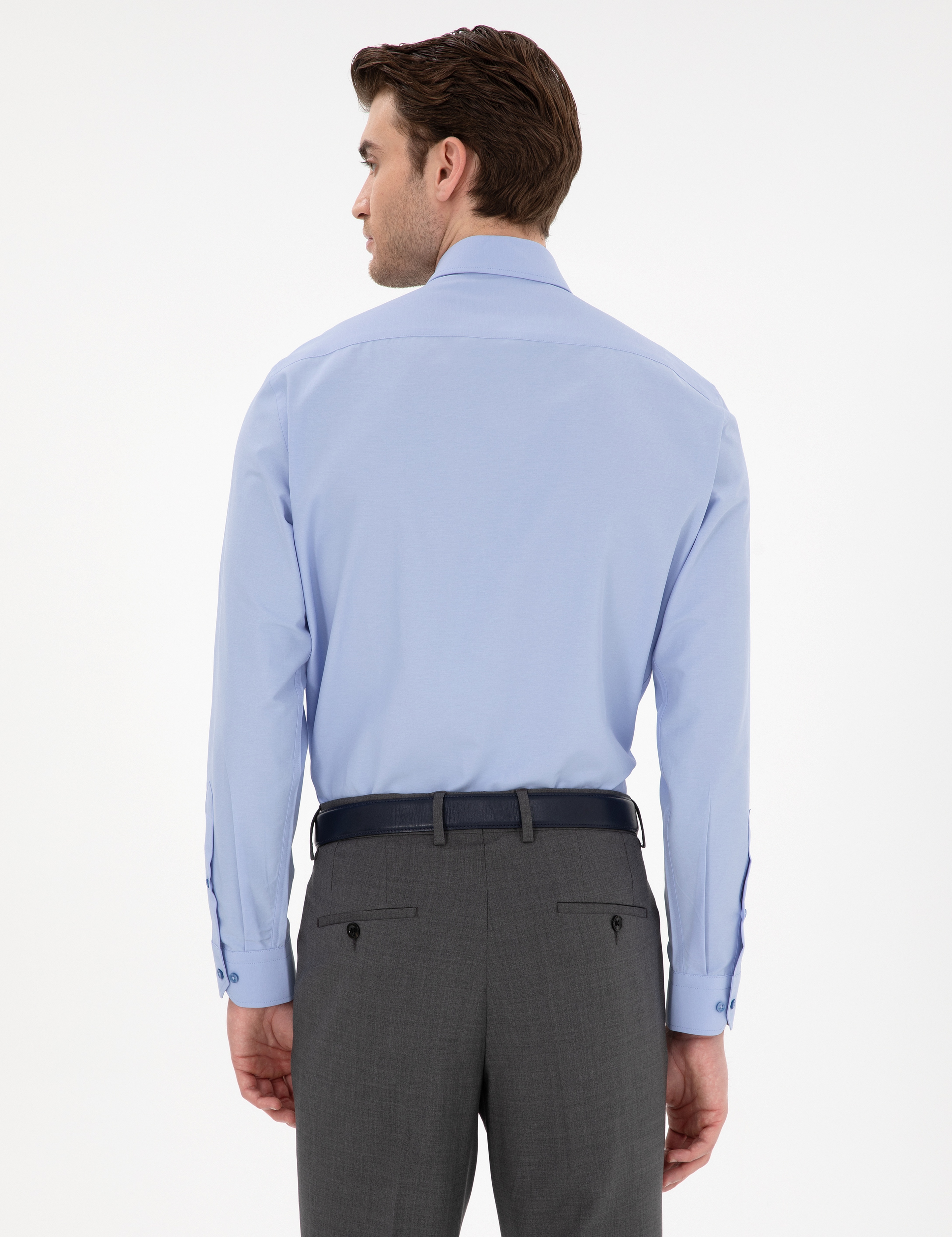 Mavi Slim Fit Uzun Kollu Basic Gömlek - Image 5