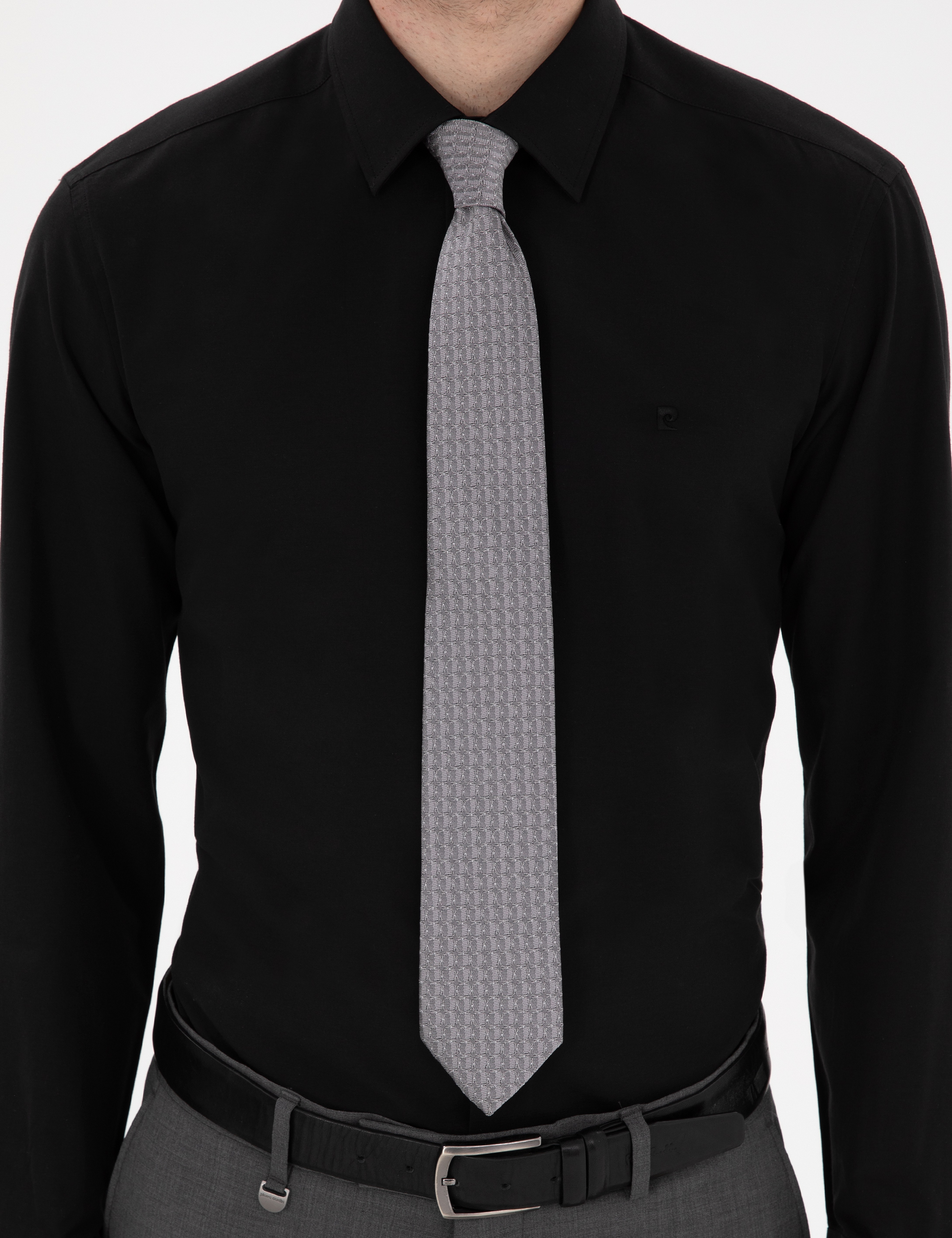 Siyah Regular Fit Uzun Kollu Basic Gömlek - Image 6