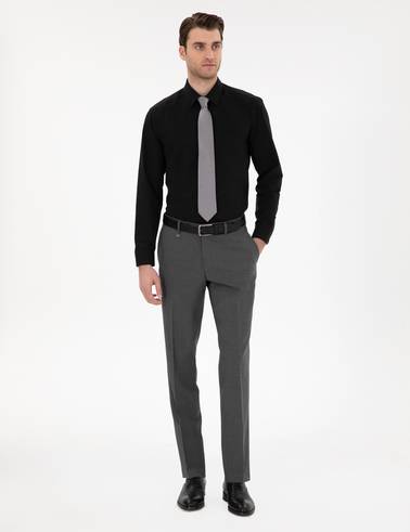 Siyah Regular Fit Uzun Kollu Basic Gömlek