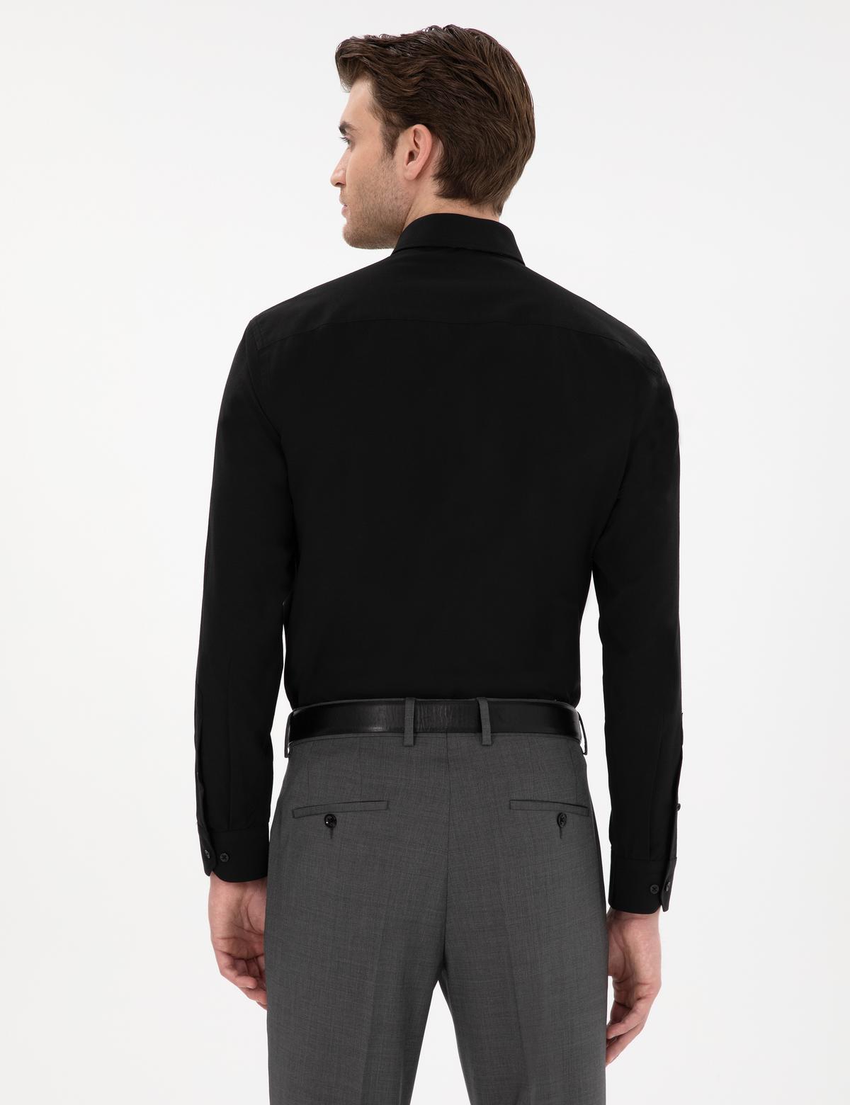 Siyah Regular Fit Uzun Kollu Basic Gömlek - 50307198016