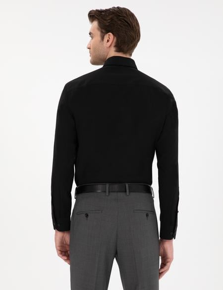 Siyah Regular Fit Uzun Kollu Basic Gömlek - 50307198016