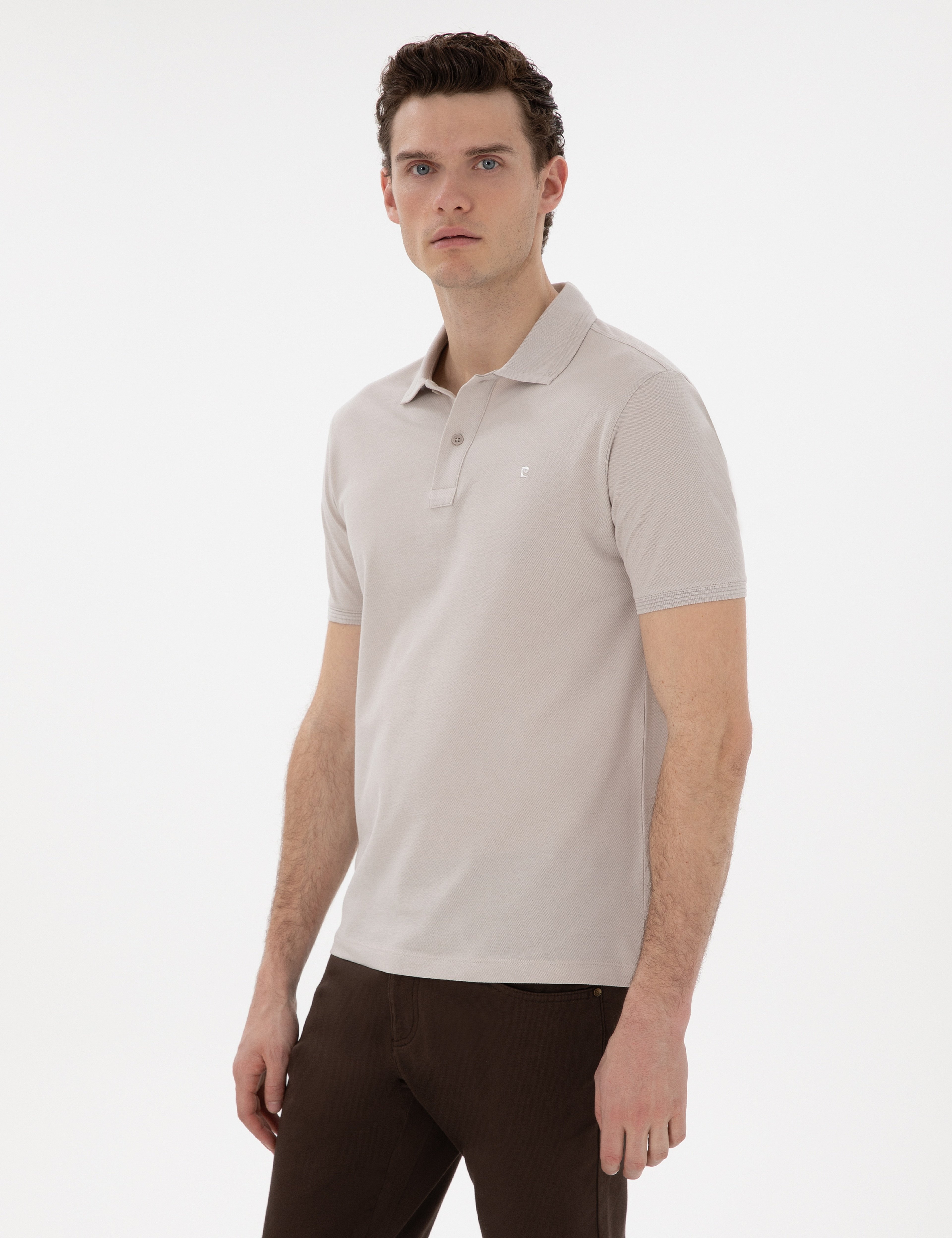Taş Slim Fit Kıvrılmaz Polo Yaka Basic Tişört - Image 1