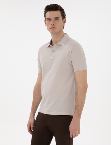 Taş Slim Fit %100 Pamuk Kıvrılmaz Düğmeli Polo Yaka Basic Tişört