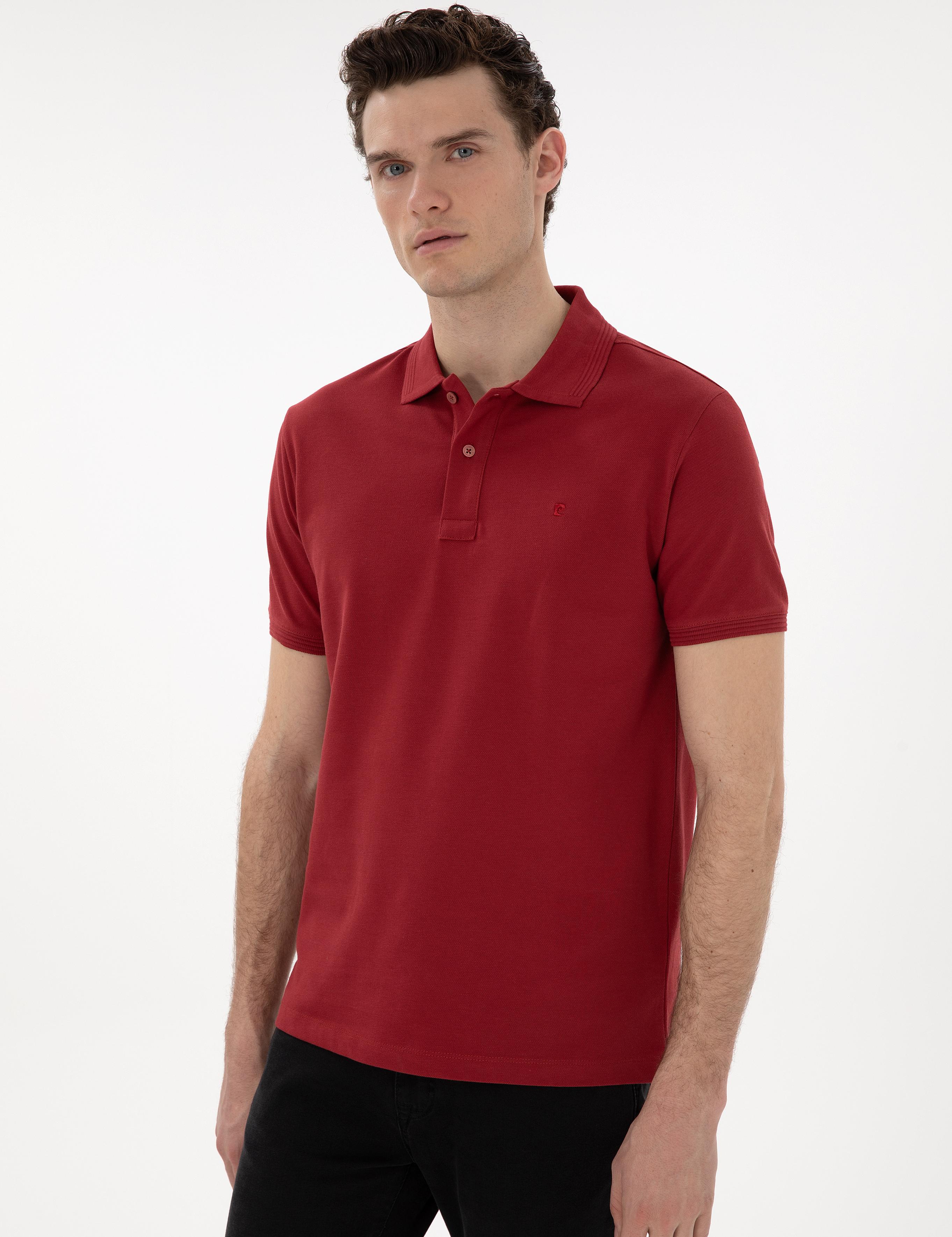 Nar Çiçeği Slim Fit Kıvrılmaz Polo Yaka Basic Tişört
