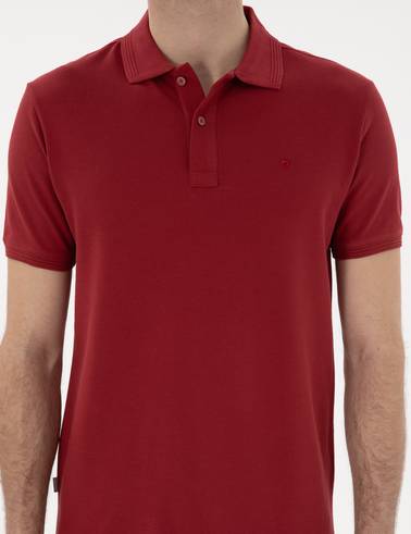 Nar Çiçeği Slim Fit Kıvrılmaz Polo Yaka Basic Tişört