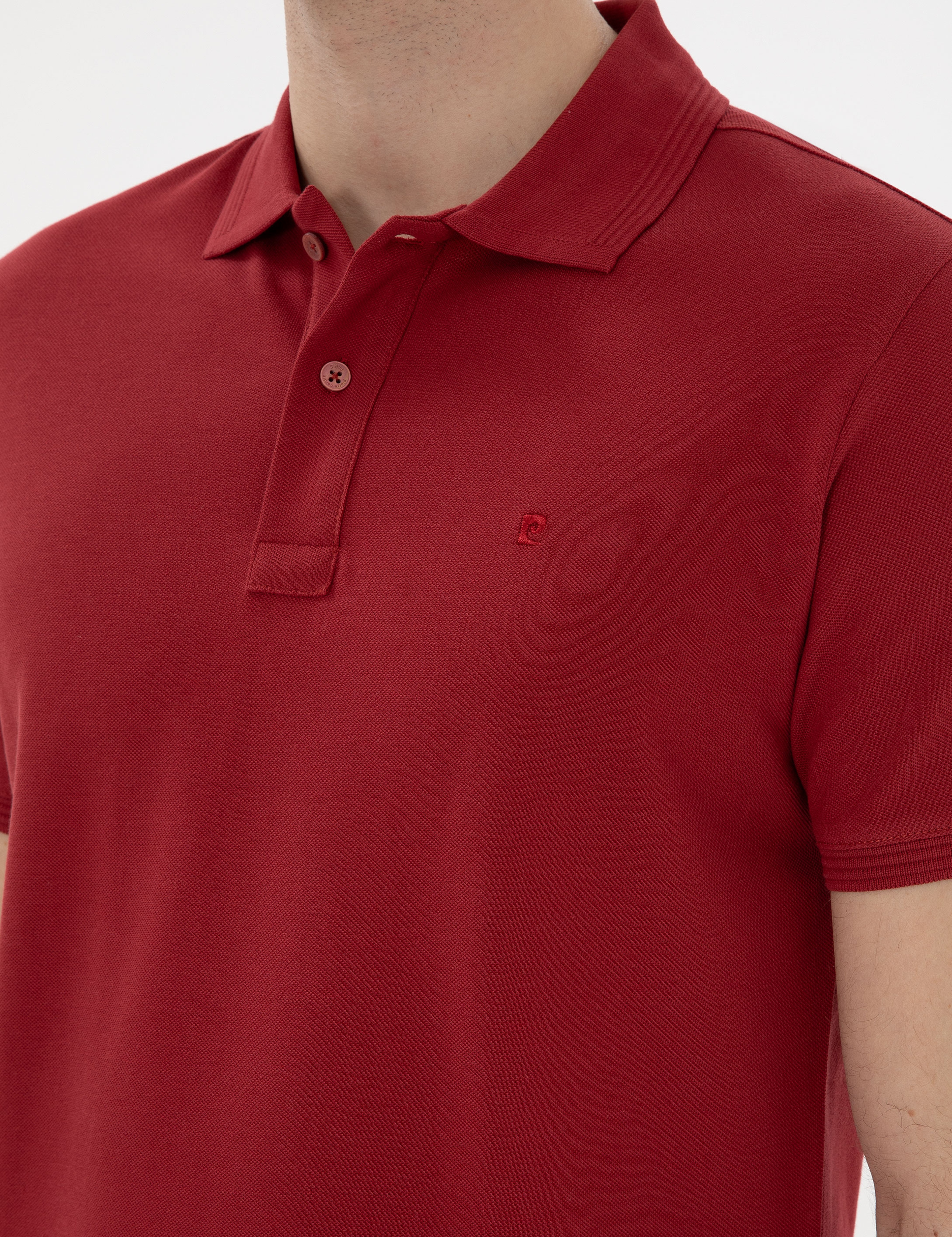 Nar Çiçeği Slim Fit Kıvrılmaz Polo Yaka Basic Tişört - Image 7