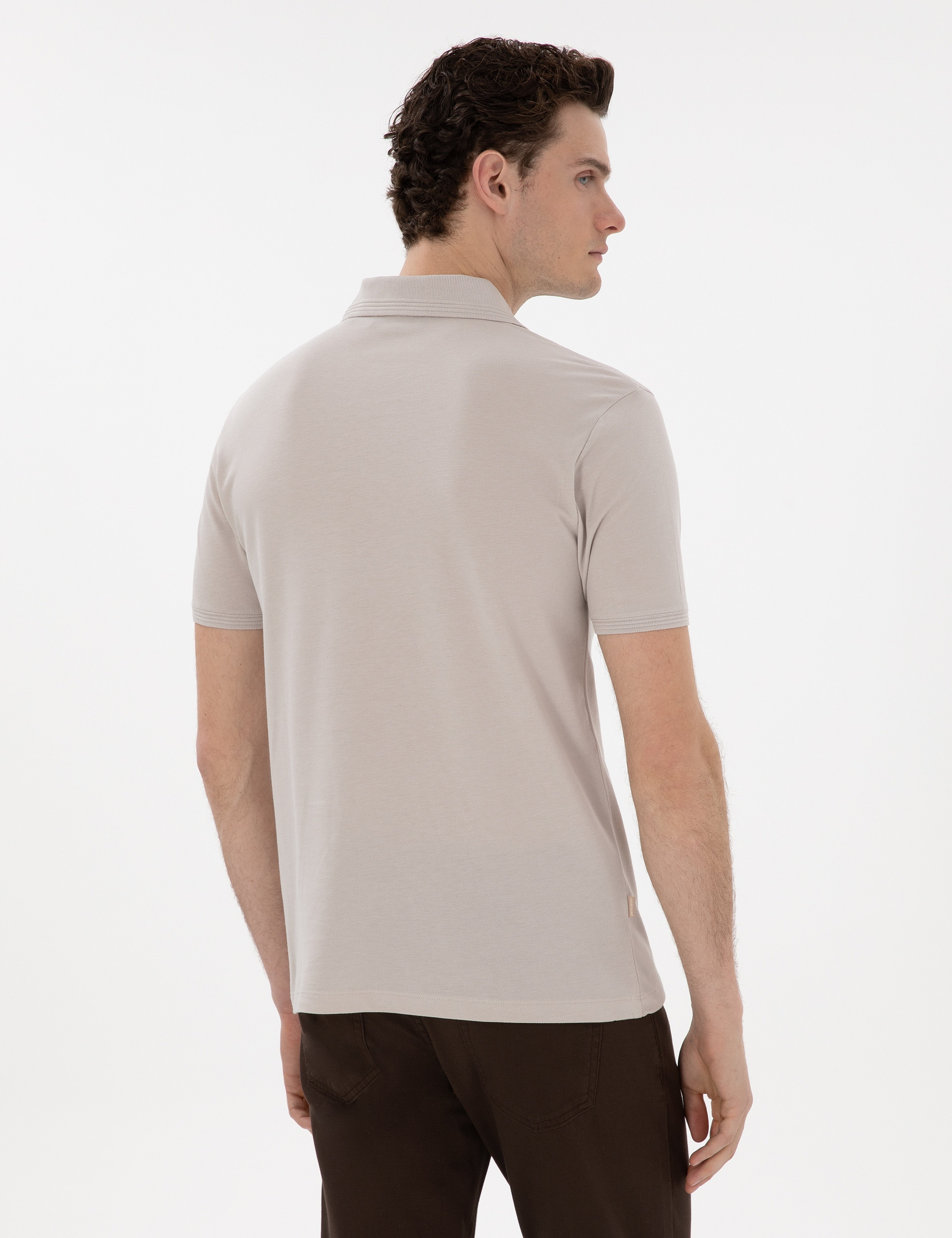 Taş Slim Fit Kıvrılmaz Polo Yaka Basic Tişört