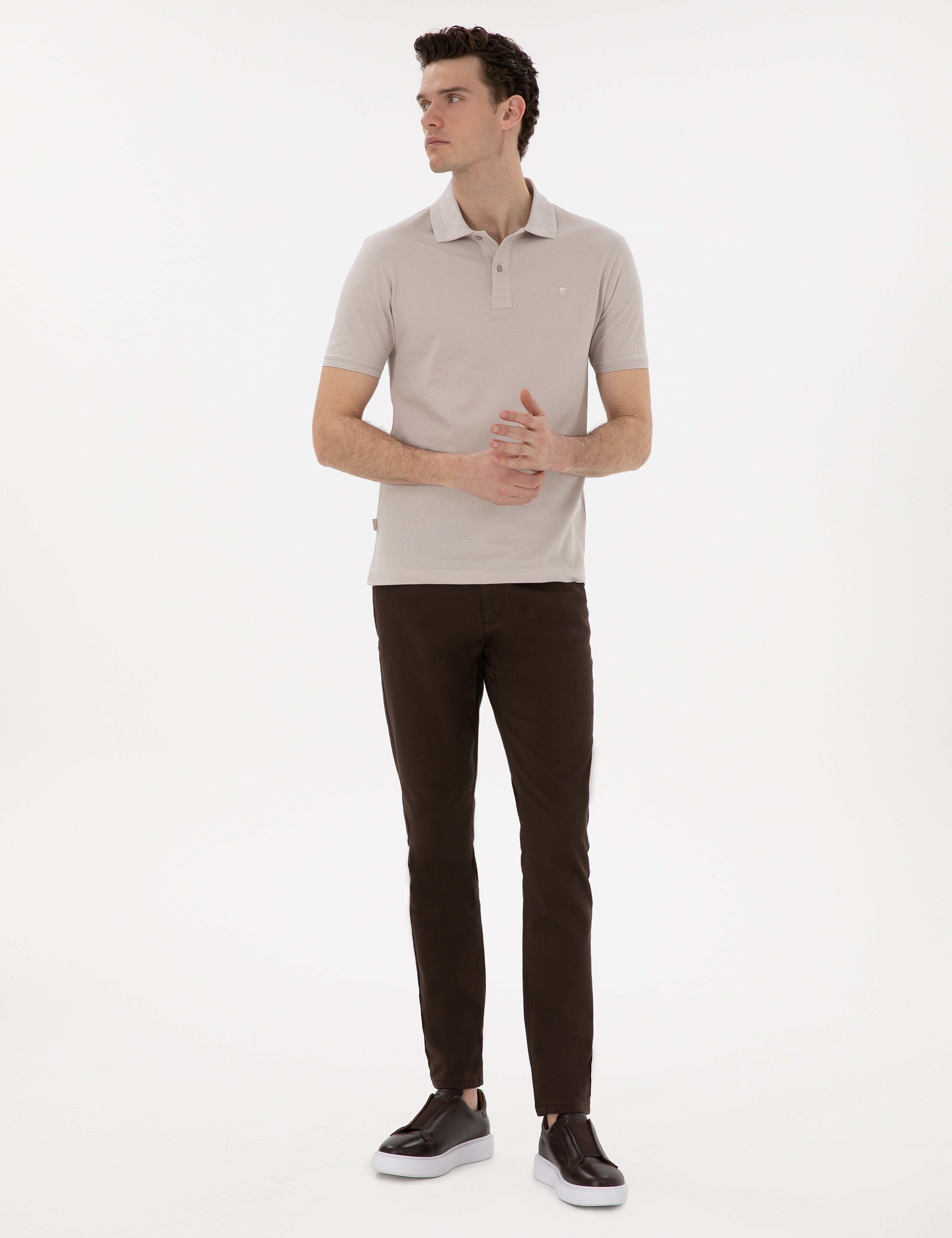 Taş Slim Fit Kıvrılmaz Polo Yaka Basic Tişört