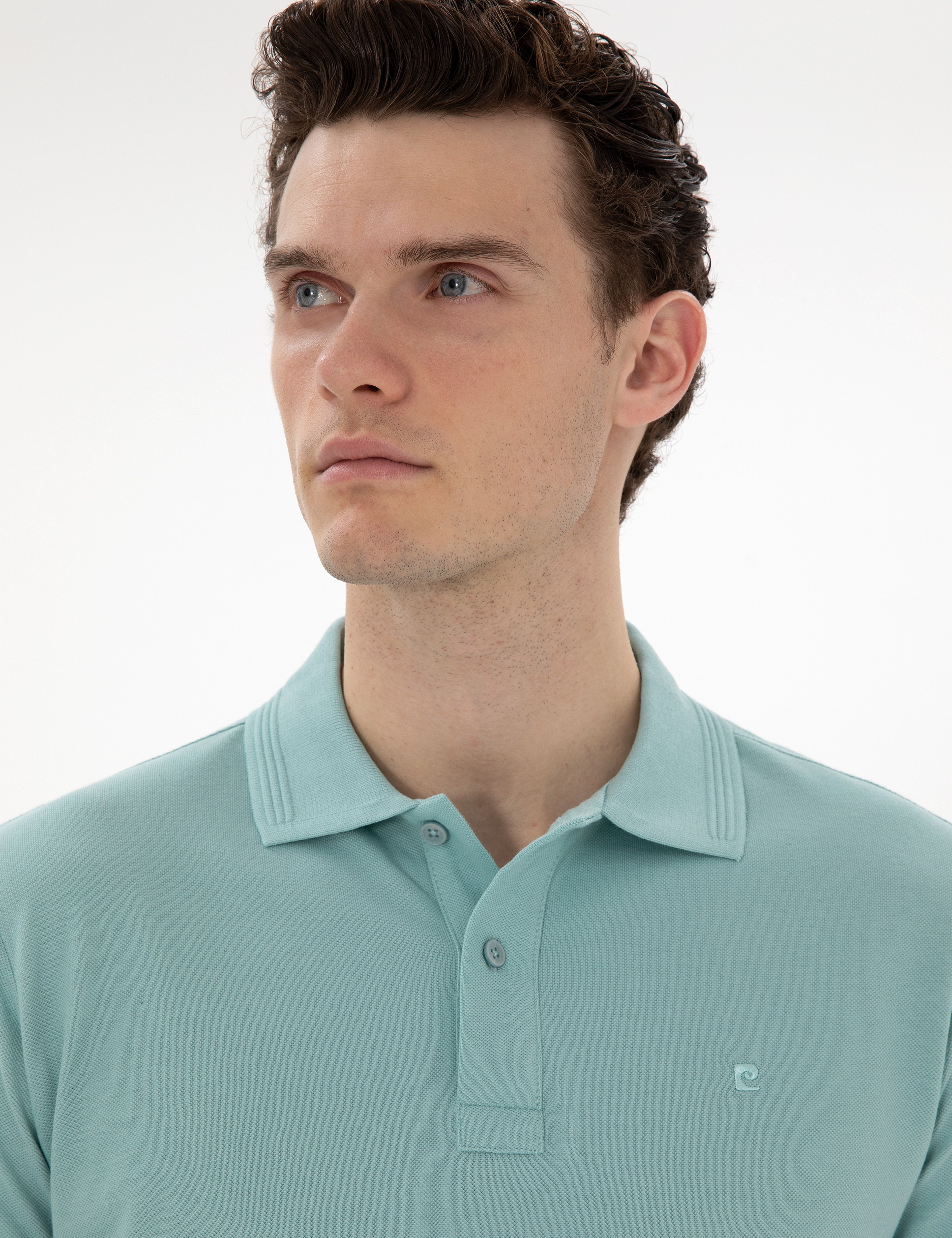 Koyu Mint Slim Fit Kıvrılmaz Polo Yaka Basic Tişört