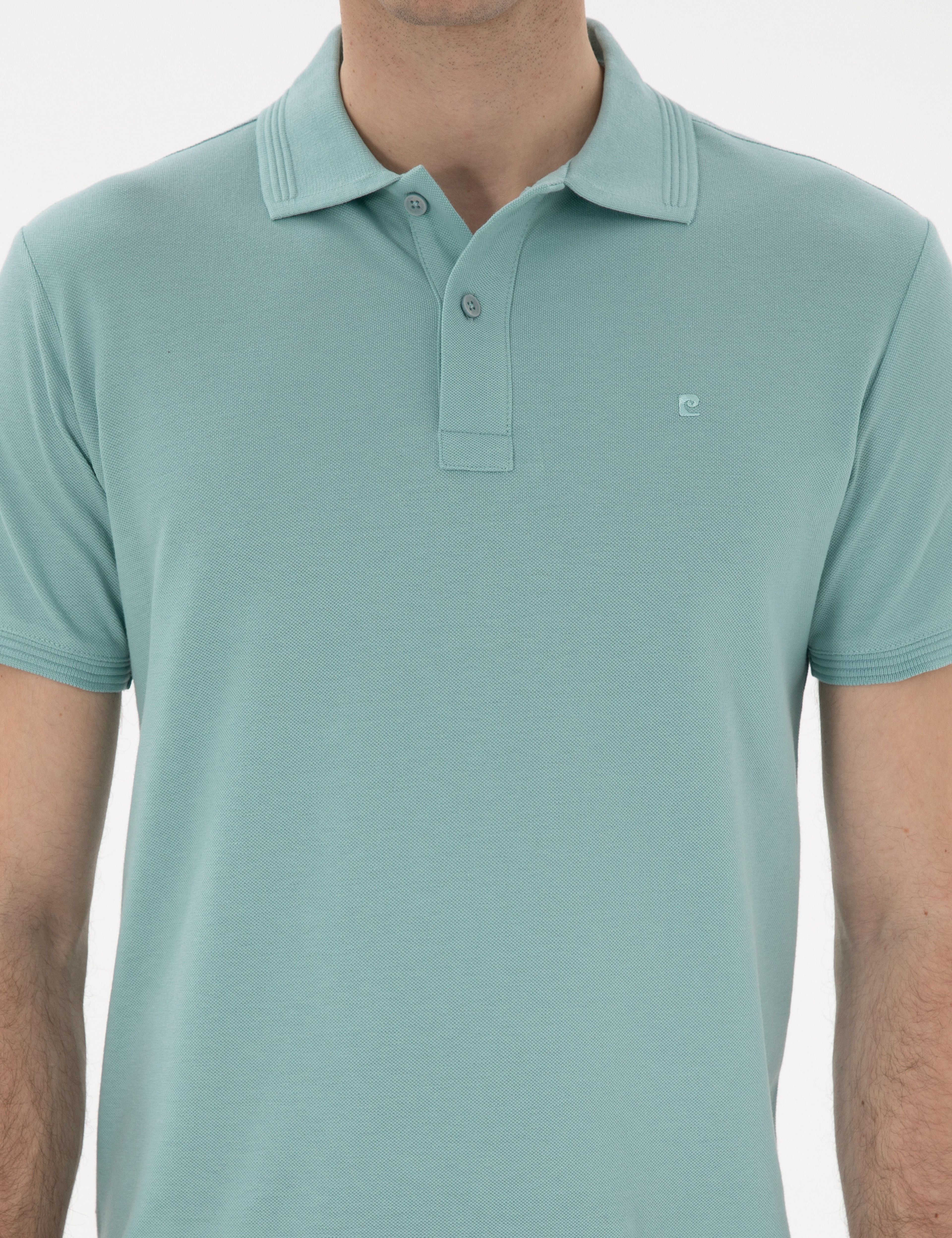 Koyu Mint Slim Fit Kıvrılmaz Polo Yaka Basic Tişört - Image 6