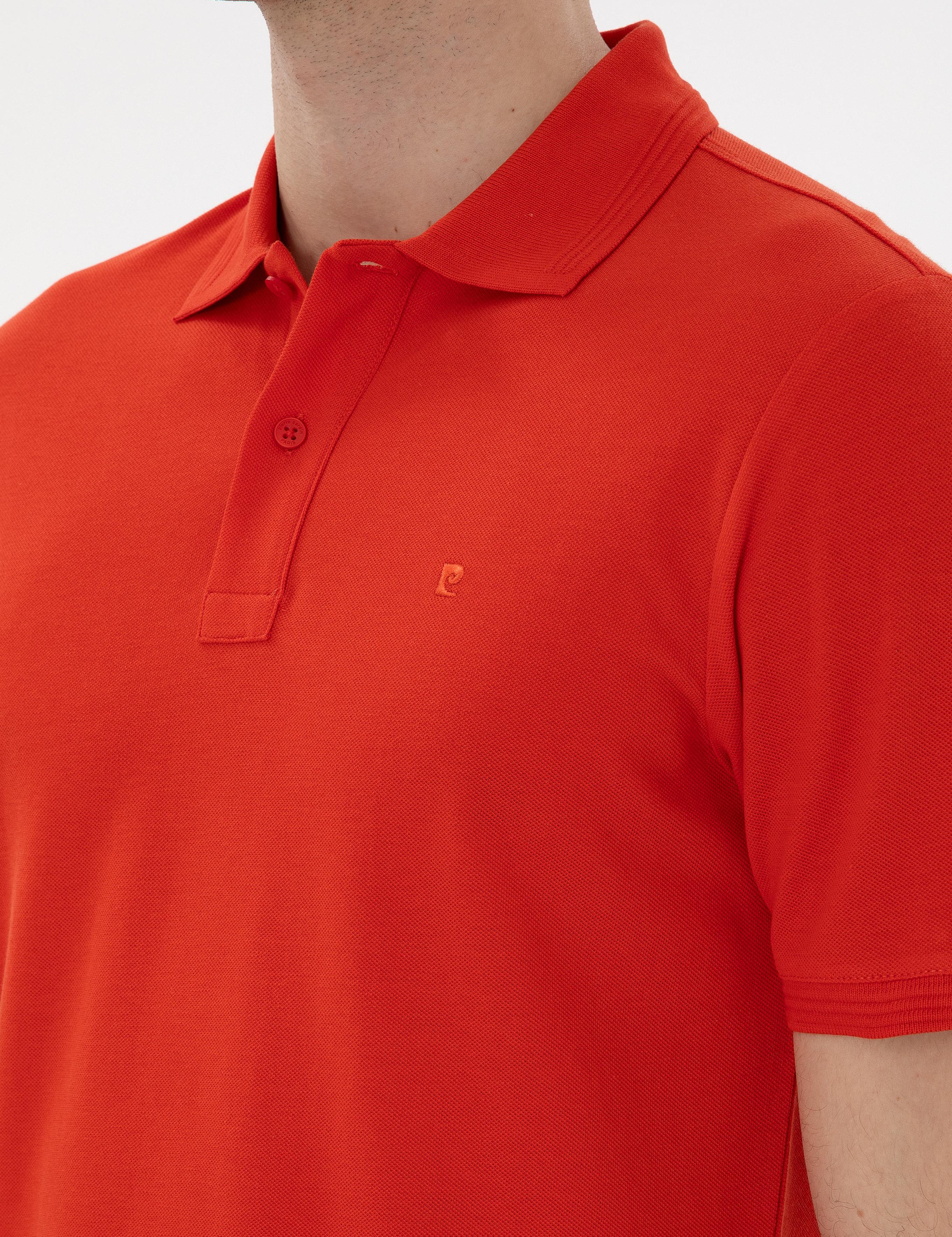 Kırmızı Slim Fit Kıvrılmaz Polo Yaka Basic Tişört