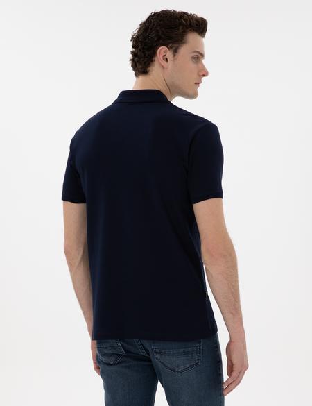 Lacivert Slim Fit Kıvrılmaz Polo Yaka Basic Tişört - 50302561053
