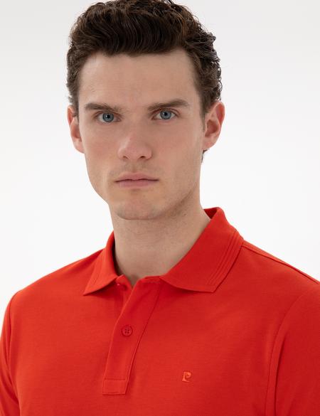 Kırmızı Slim Fit Kıvrılmaz Polo Yaka Basic Tişört - 50302561134