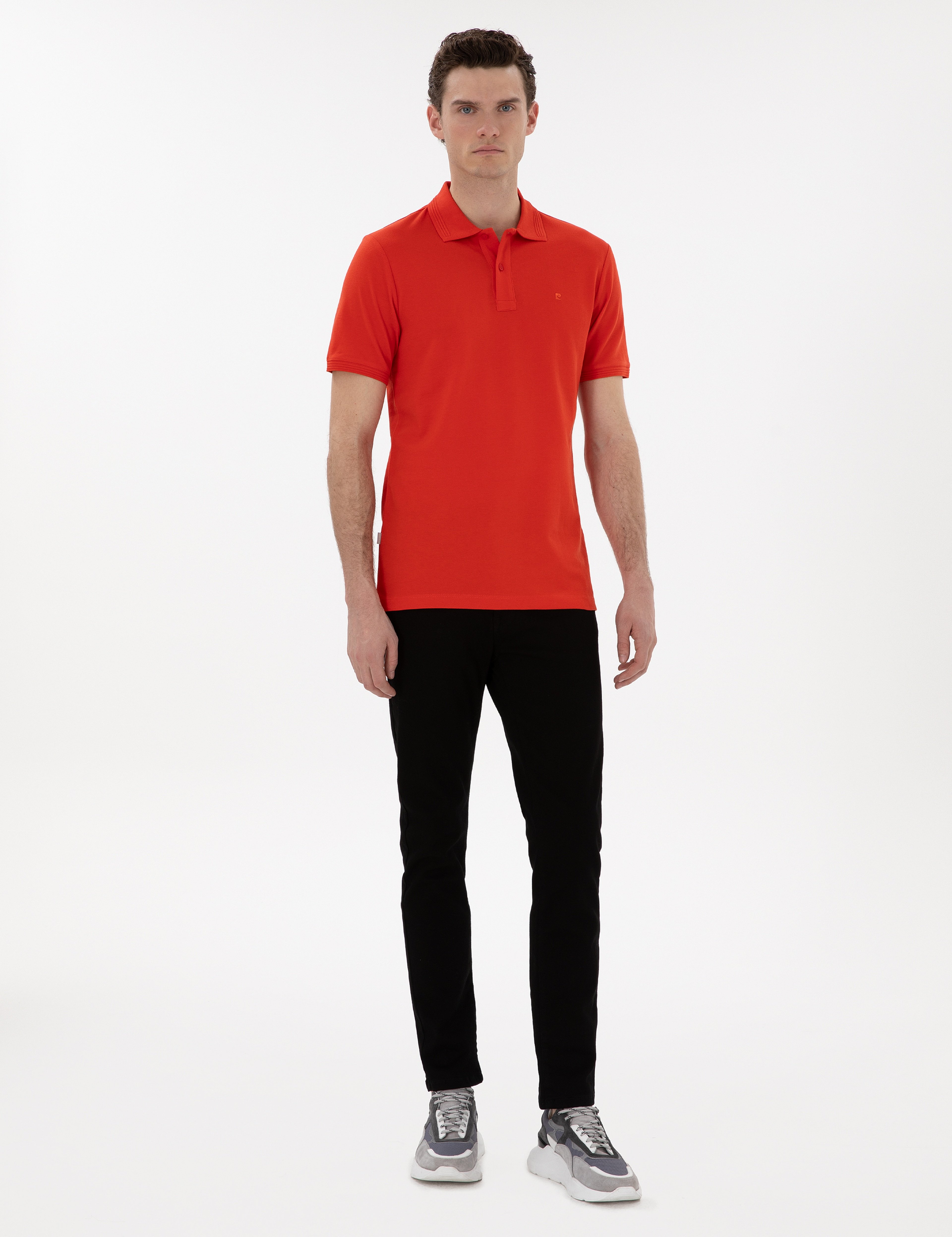 Kırmızı Slim Fit Kıvrılmaz Polo Yaka Basic Tişört - Image 4