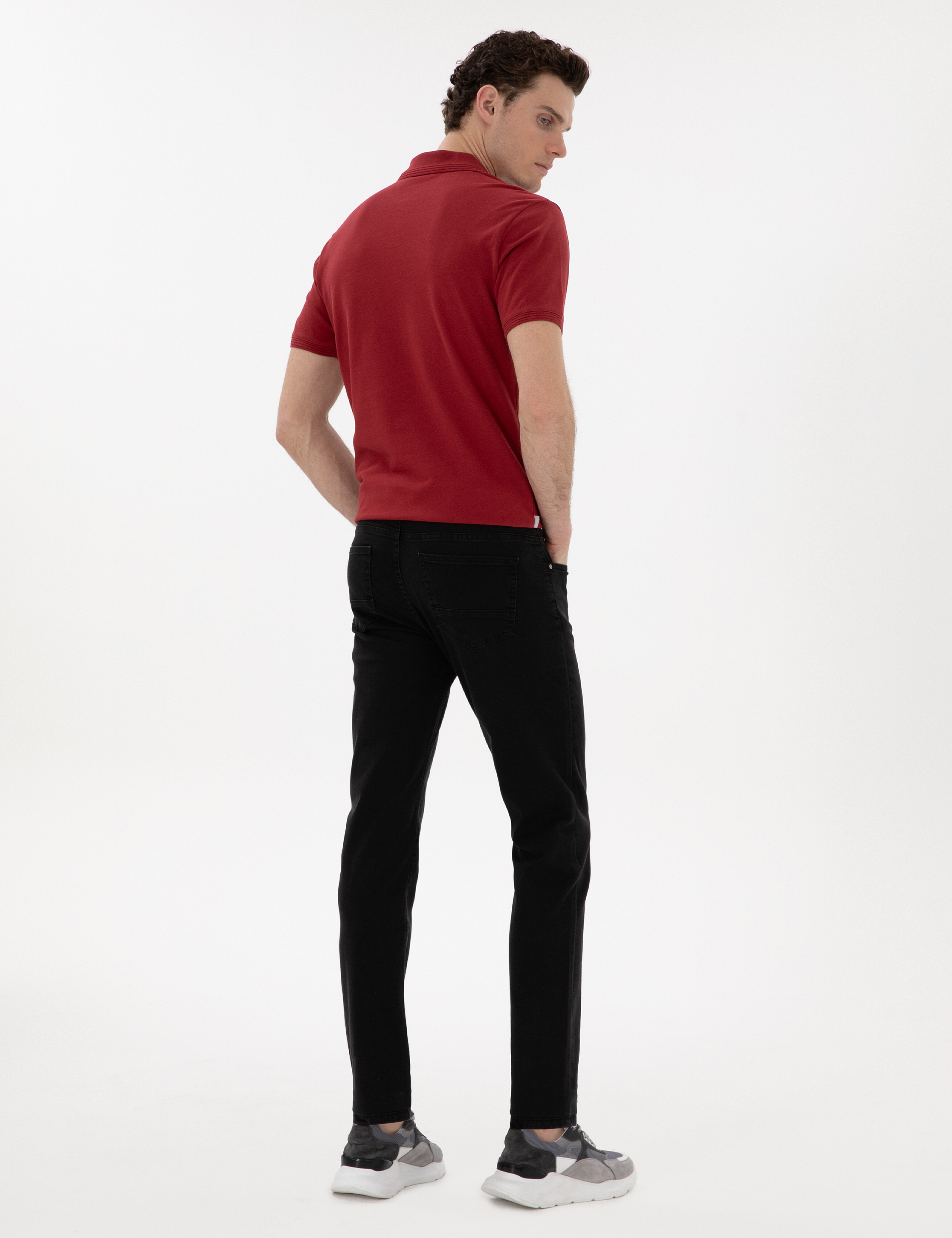 Siyah Straight Fit Jean Pantolon - Image 4