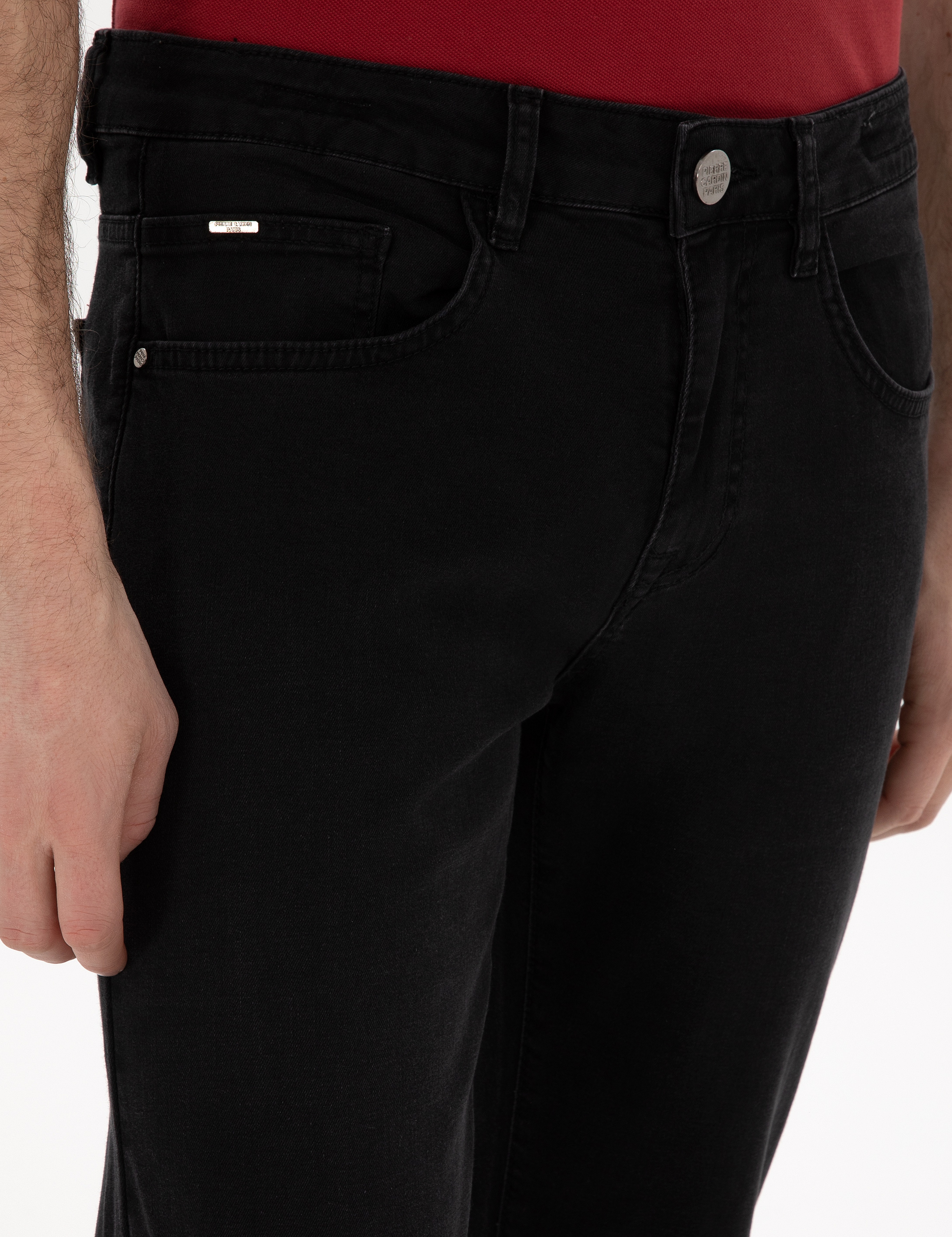 Siyah Straight Fit Jean Pantolon - Image 5