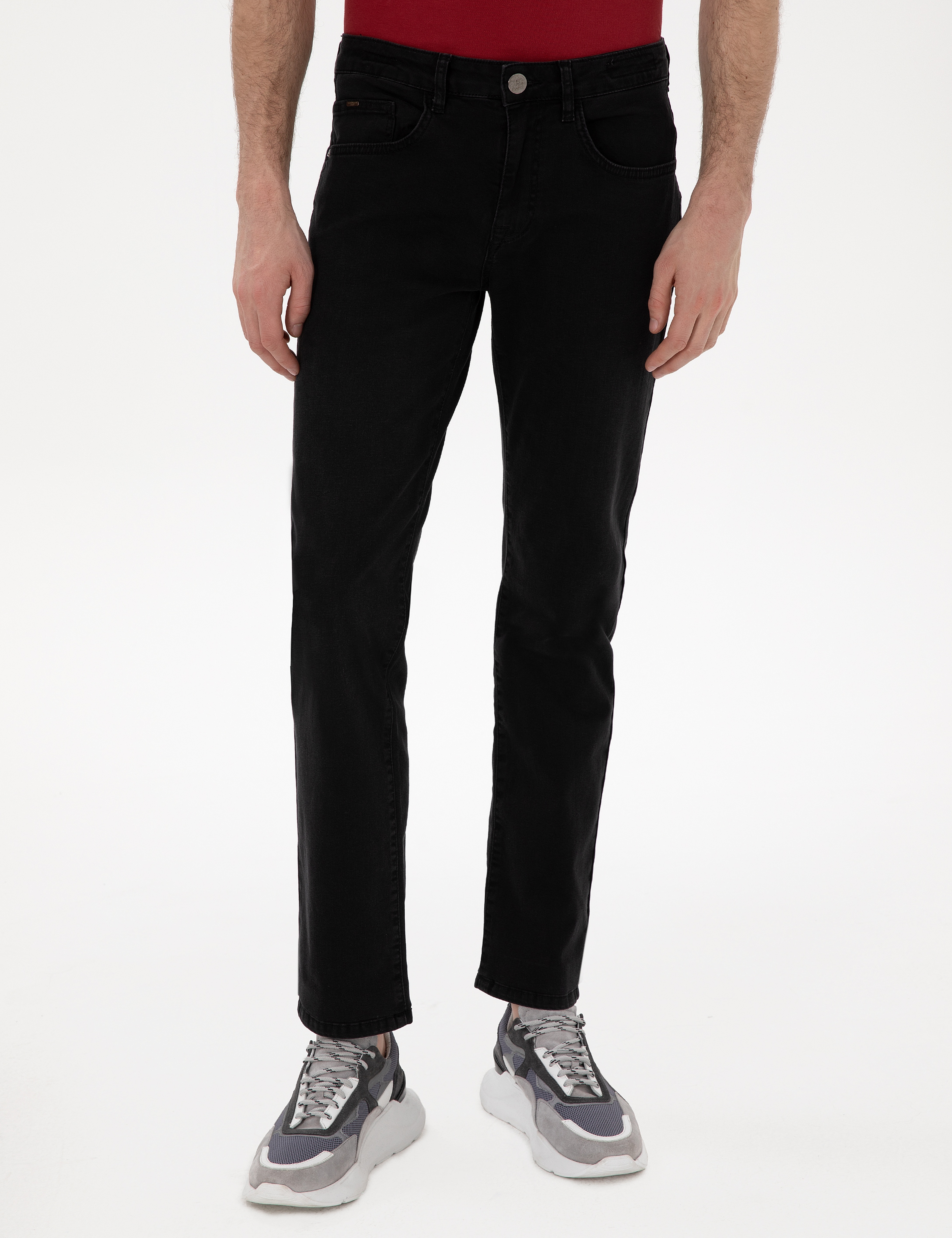 Siyah Straight Fit Jean Pantolon - Image 2
