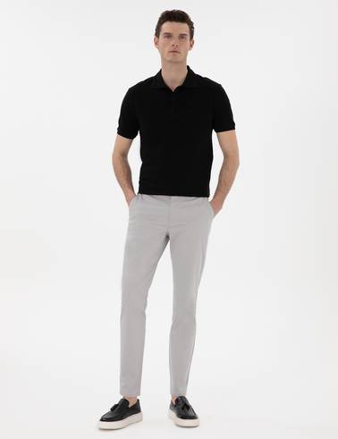 Açık Gri Slim Fit Yazlık Kanvas Pantolon