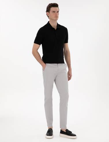 Açık Gri Slim Fit Yazlık Kanvas Pantolon