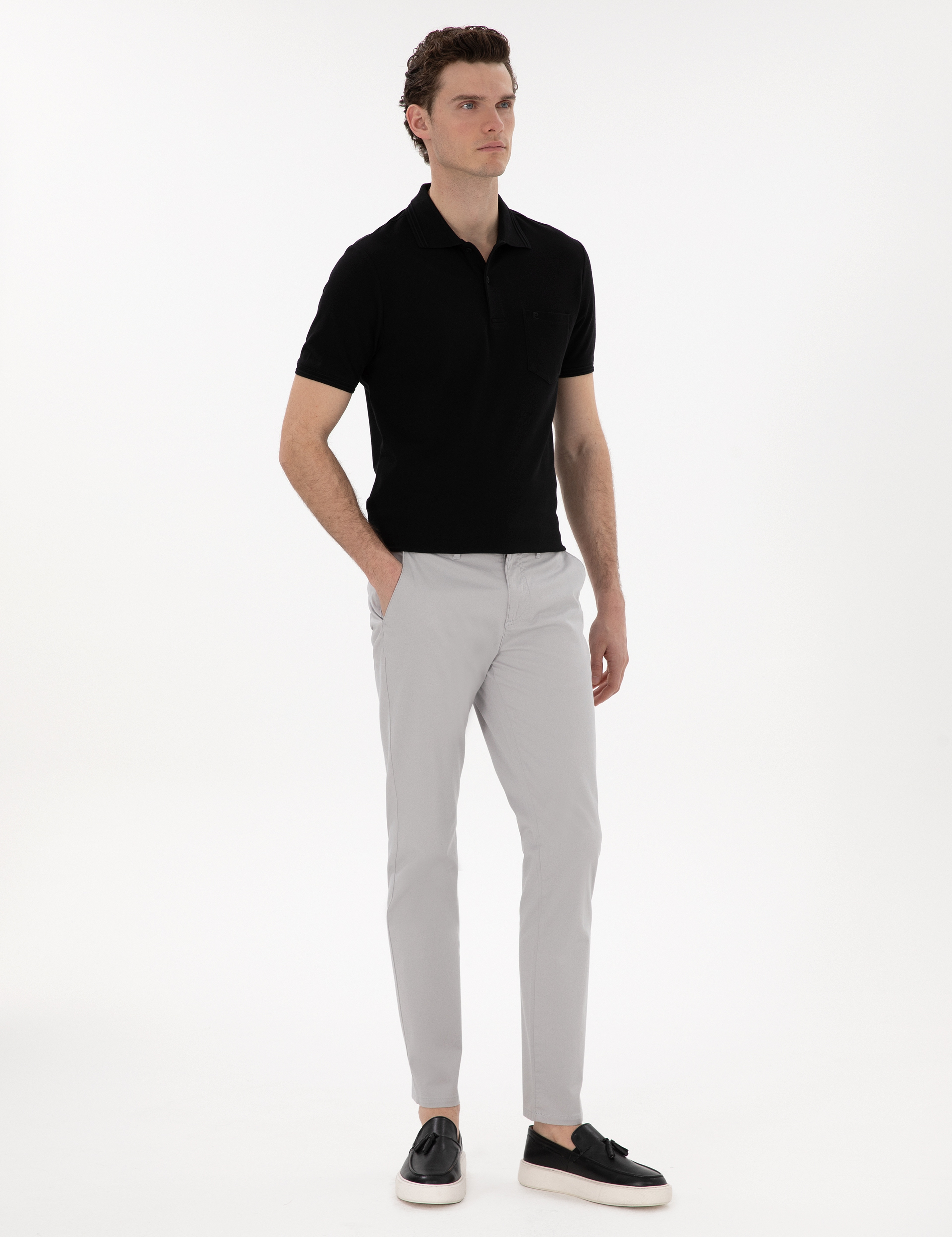 Açık Gri Slim Fit Yazlık Kanvas Pantolon - Image 3