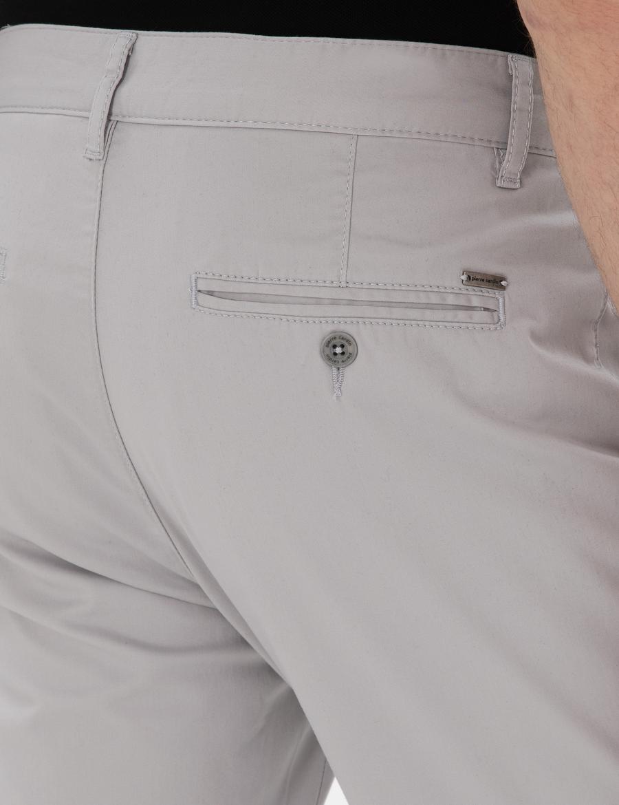 Açık Gri Slim Fit Yazlık Kanvas Pantolon