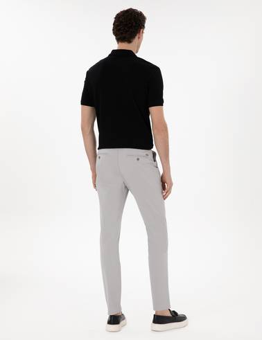 Açık Gri Slim Fit Yazlık Kanvas Pantolon