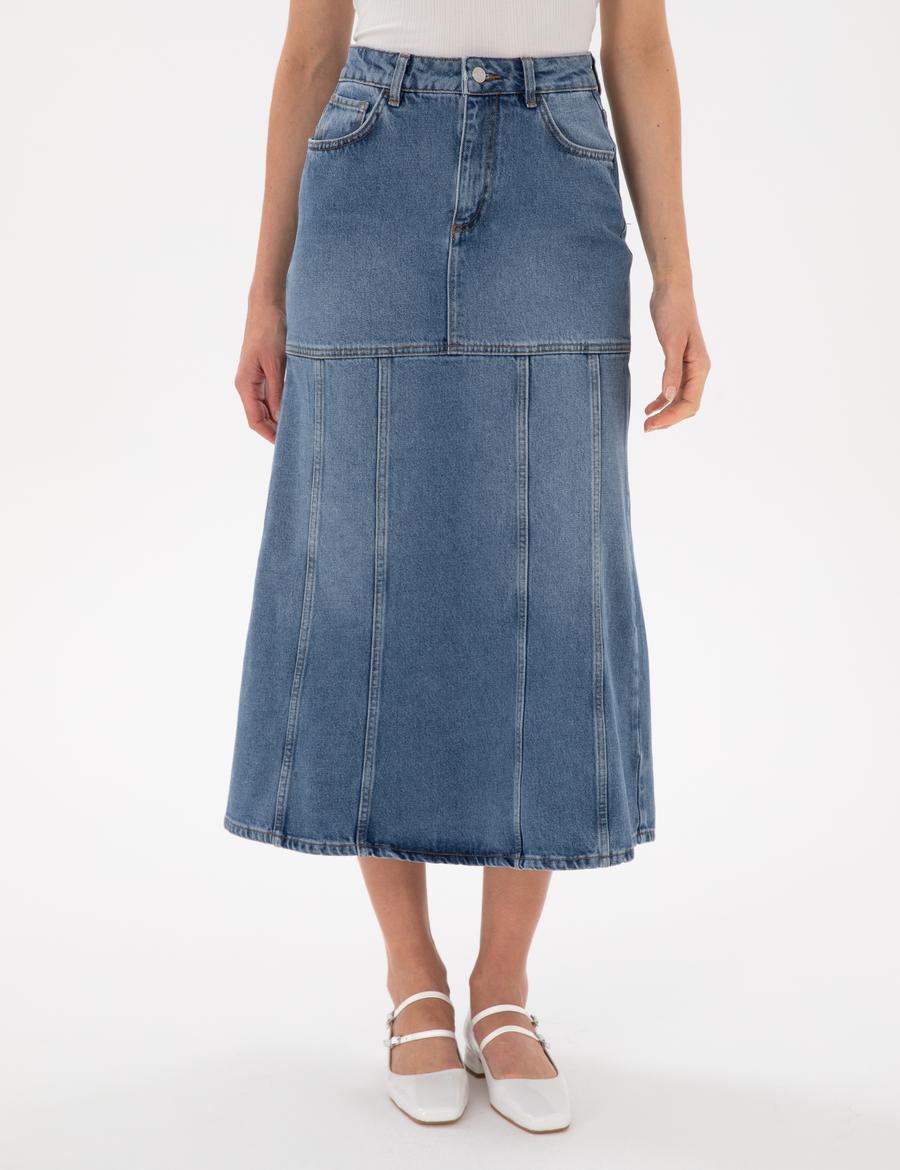 Mavi A Kesim Jean Etek