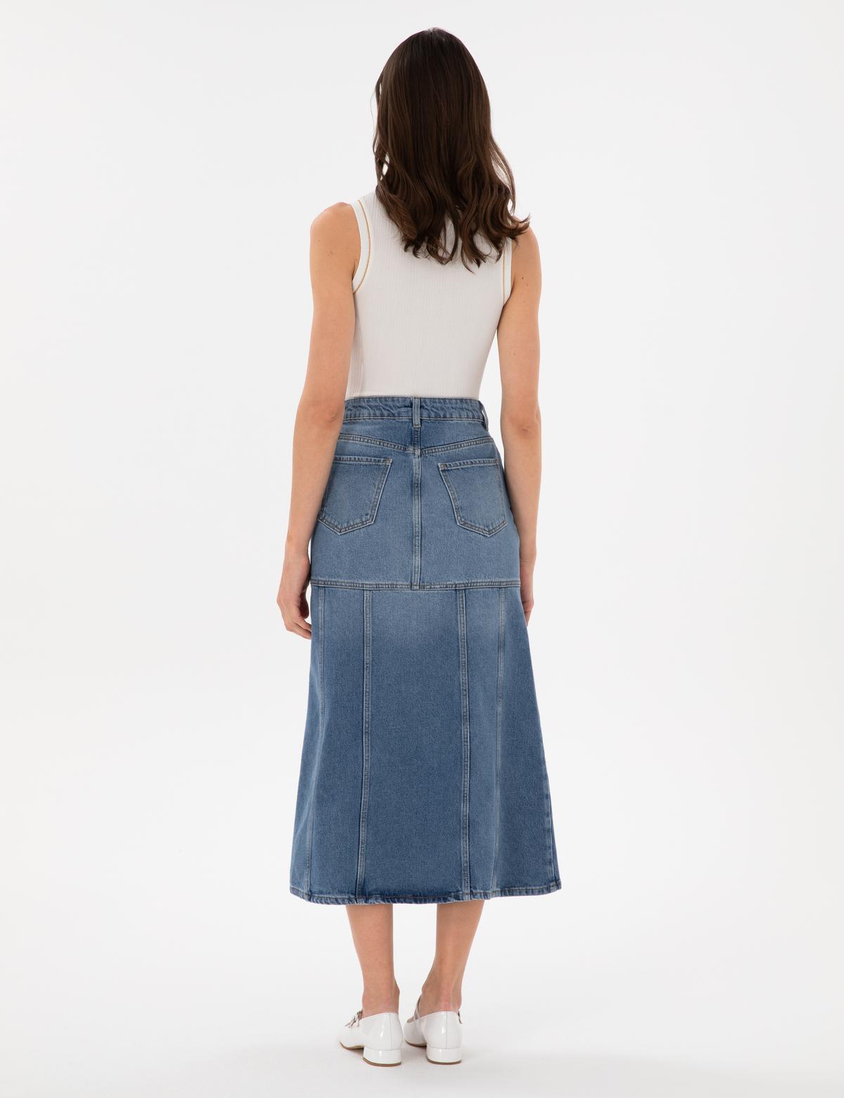 Mavi A Kesim Jean Etek - 50301321006