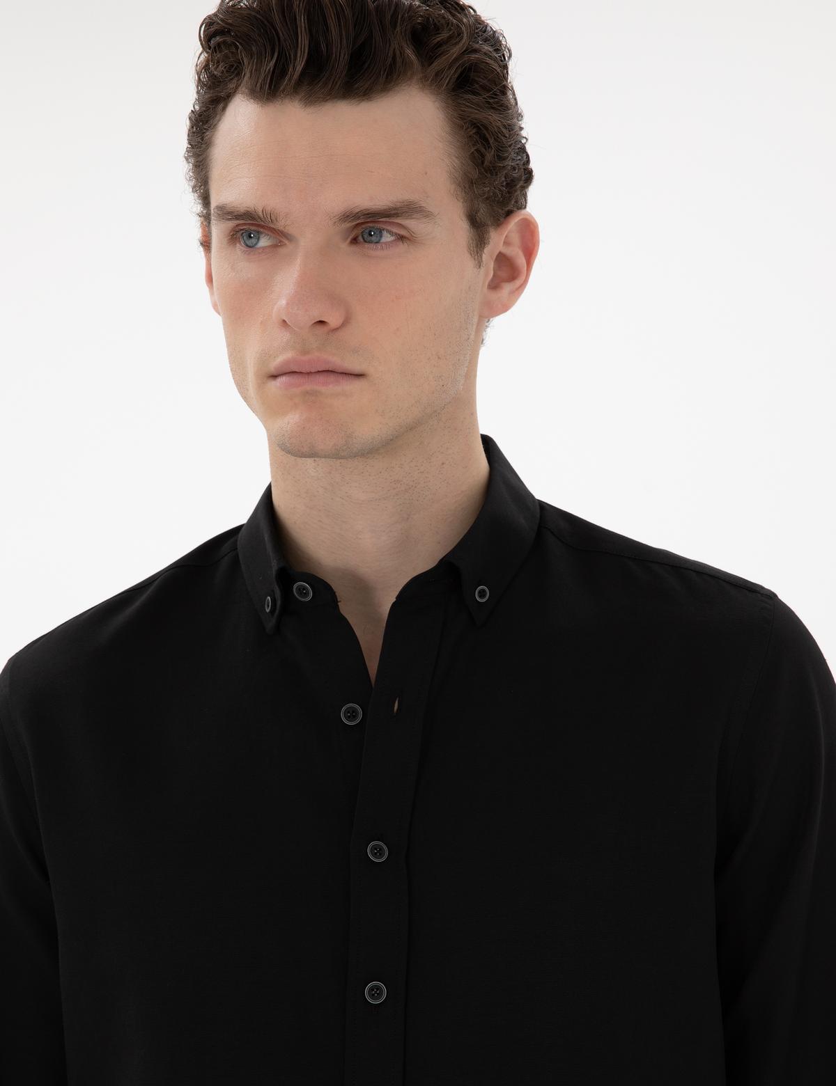 Siyah Regular Fit Uzun Kollu Gömlek - 50304764085