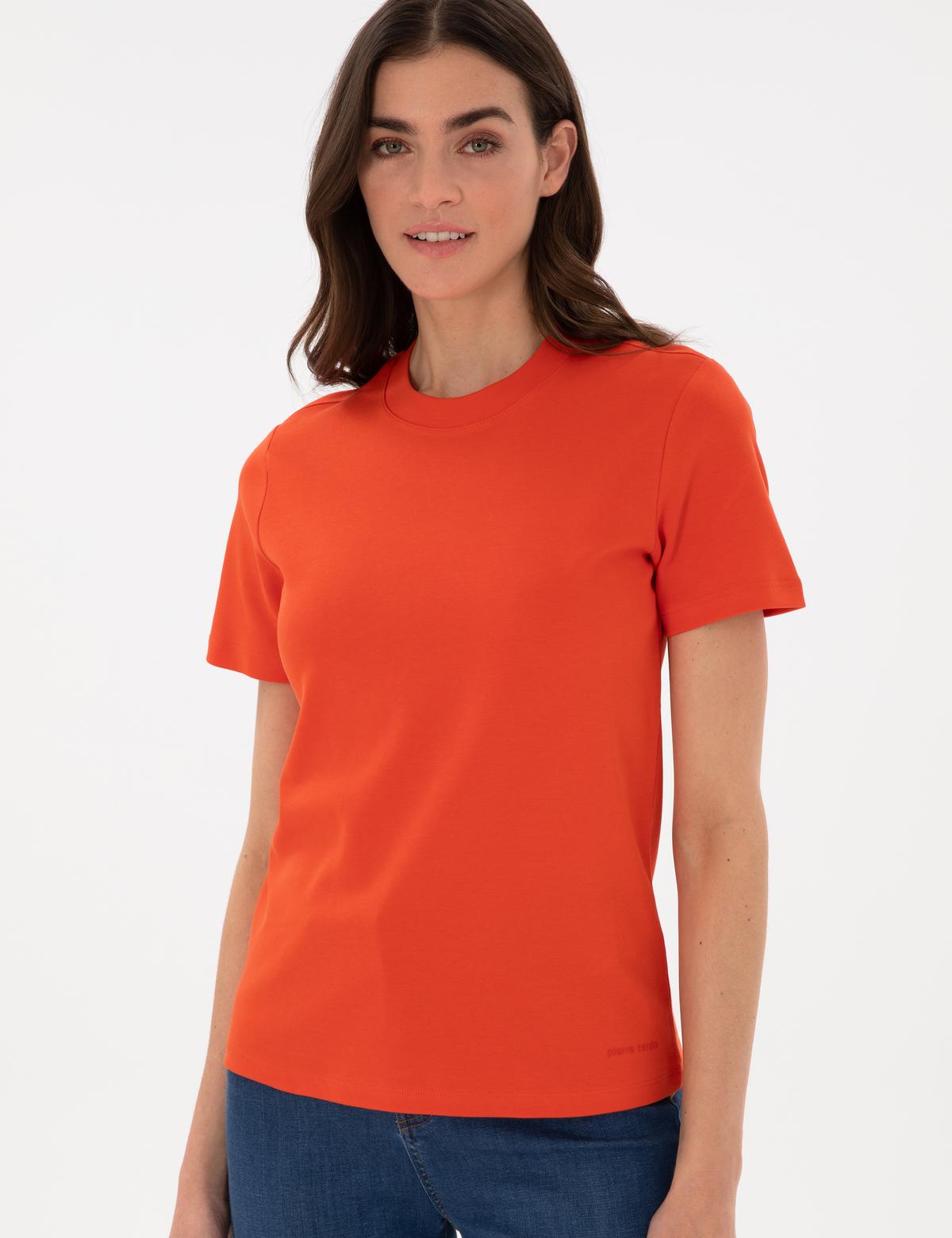 Kırmızı Bisiklet Yaka Basic Tişört - 50302474037