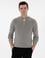 Gri Melanj Slim Fit Fermuarlı Dik Yaka Triko Kazak