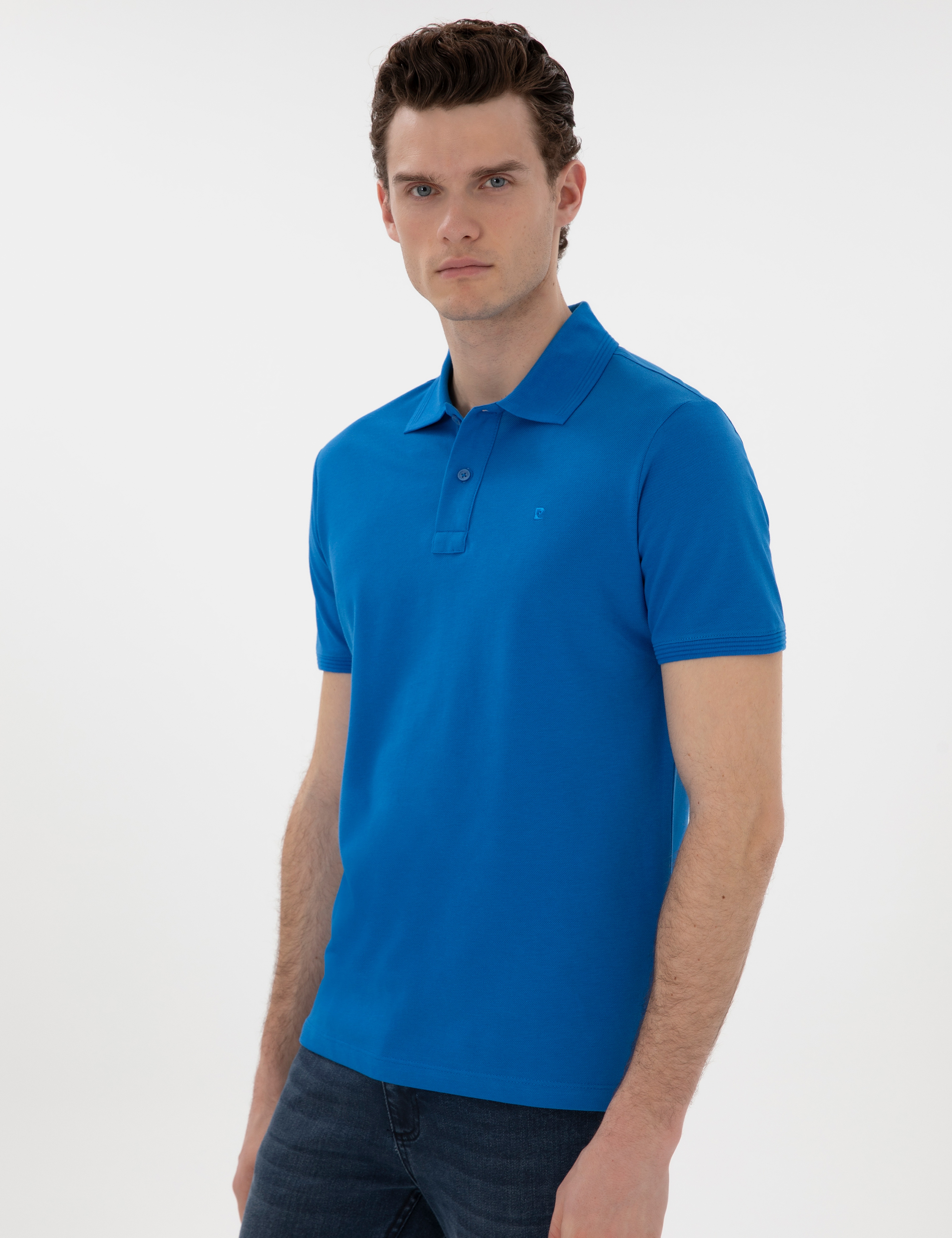 Saks Slim Fit Kıvrılmaz Polo Yaka Basic Tişört - Image 3