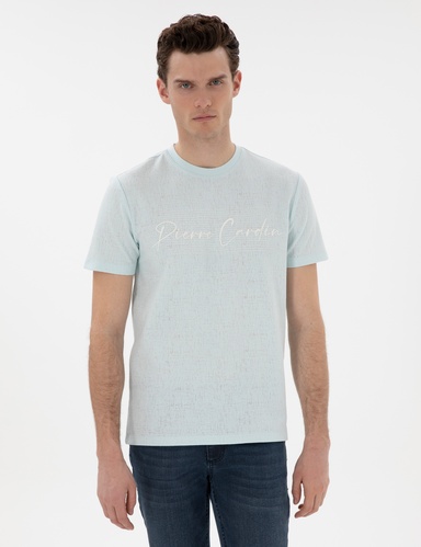 Su Yeşili Slim Fit Bisiklet Yaka Tişört