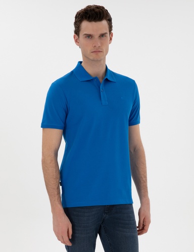 Saks Slim Fit %100 Pamuk Kıvrılmaz Düğmeli Polo Yaka Basic Tişört