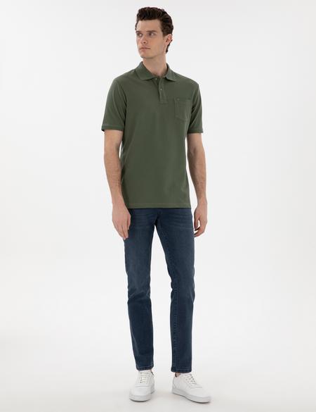 Haki Regular Fit Kıvrılmaz Polo Yaka Basic Tişört - 50302538025