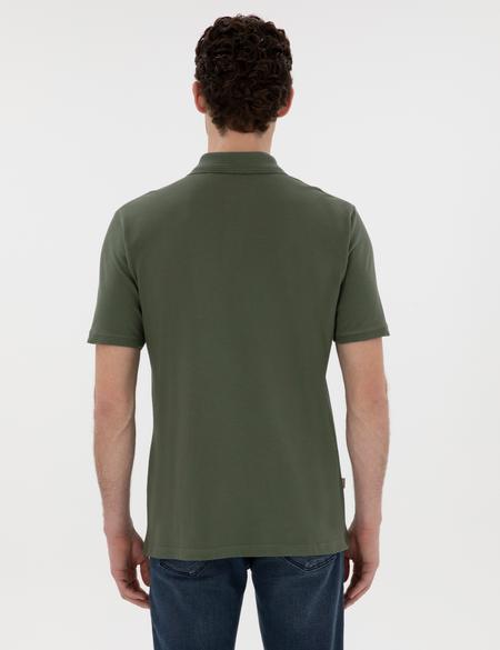 Haki Regular Fit Kıvrılmaz Polo Yaka Basic Tişört - 50302538025
