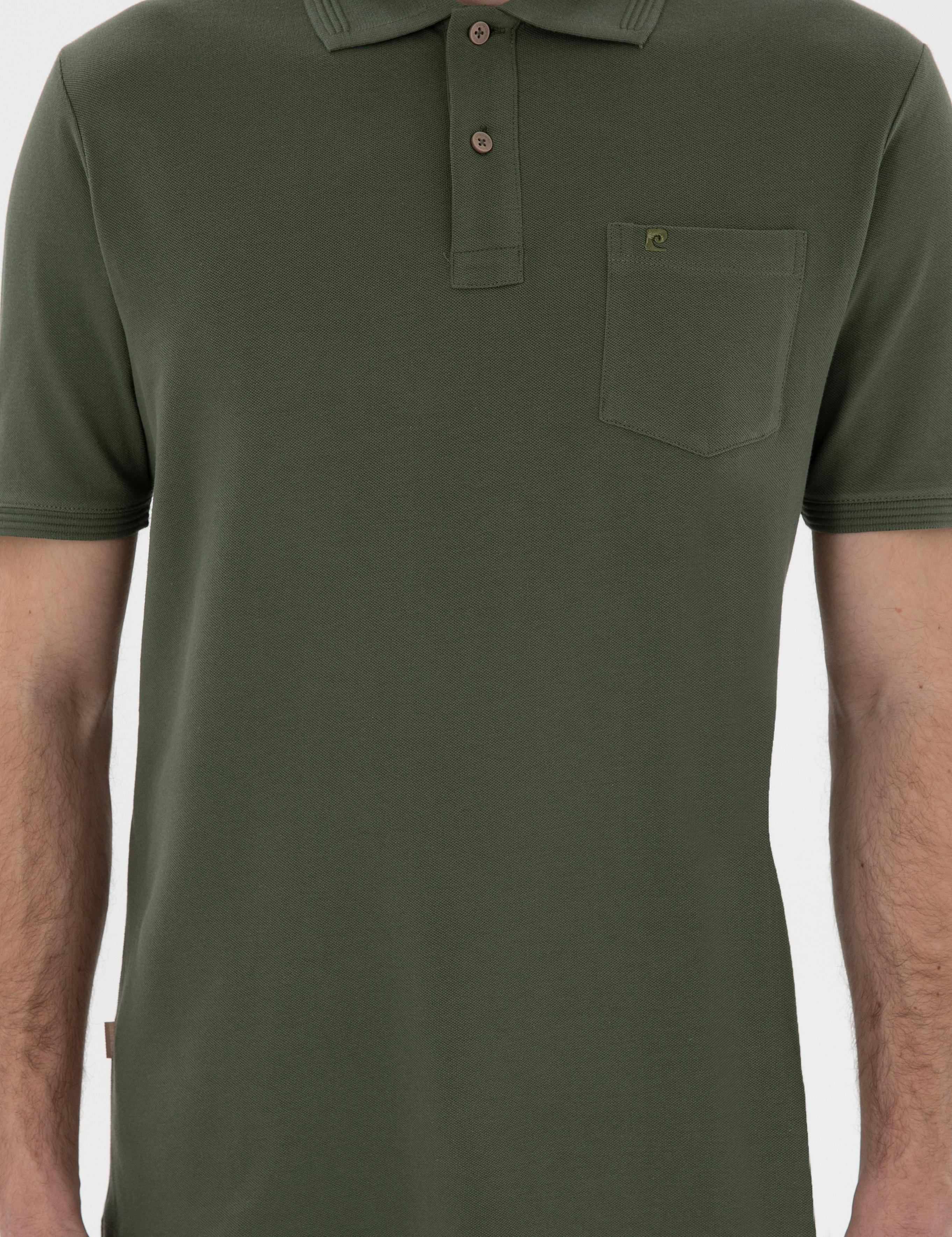 Haki Regular Fit Kıvrılmaz Polo Yaka Basic Tişört