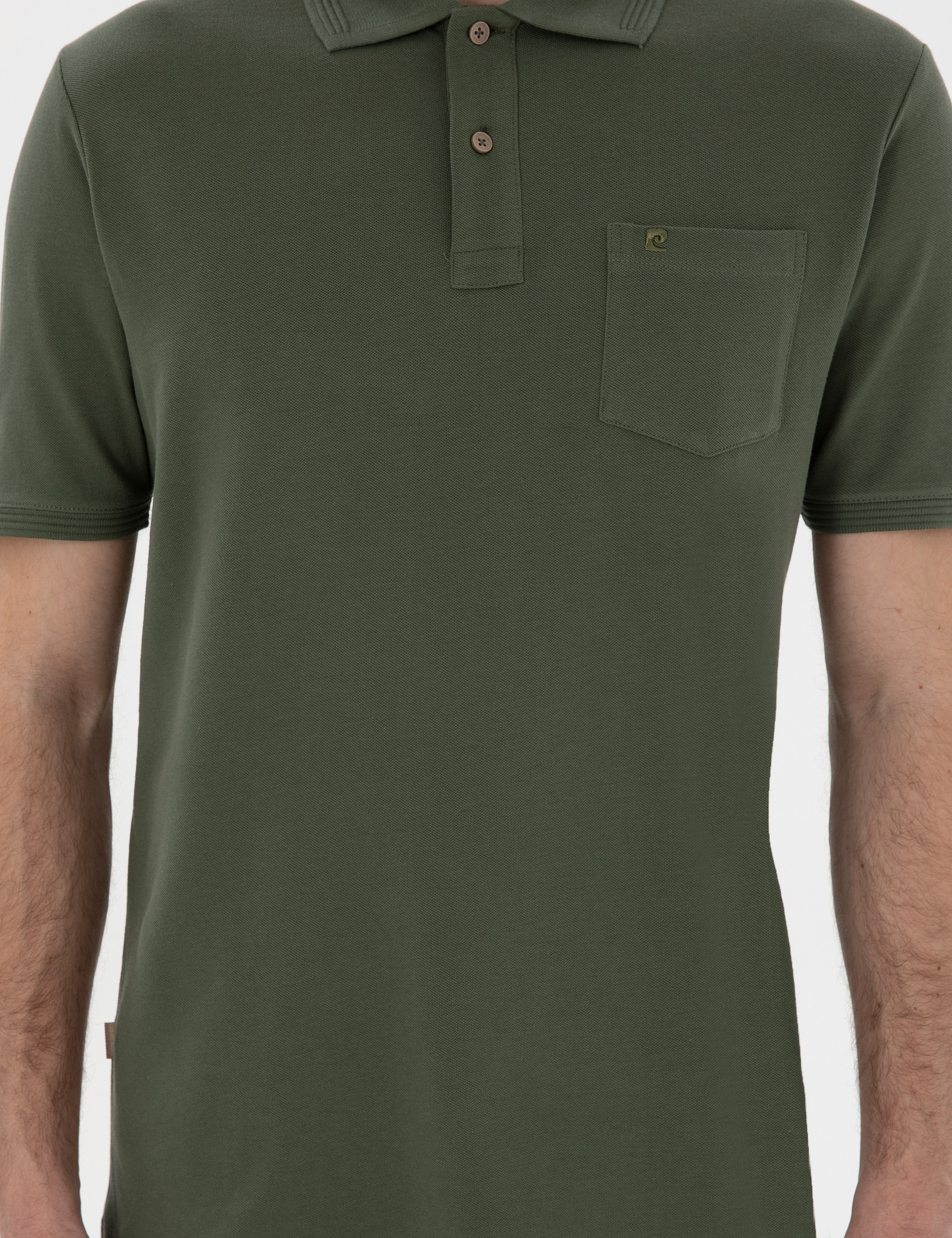 Haki Regular Fit Kıvrılmaz Polo Yaka Basic Tişört - Image 6