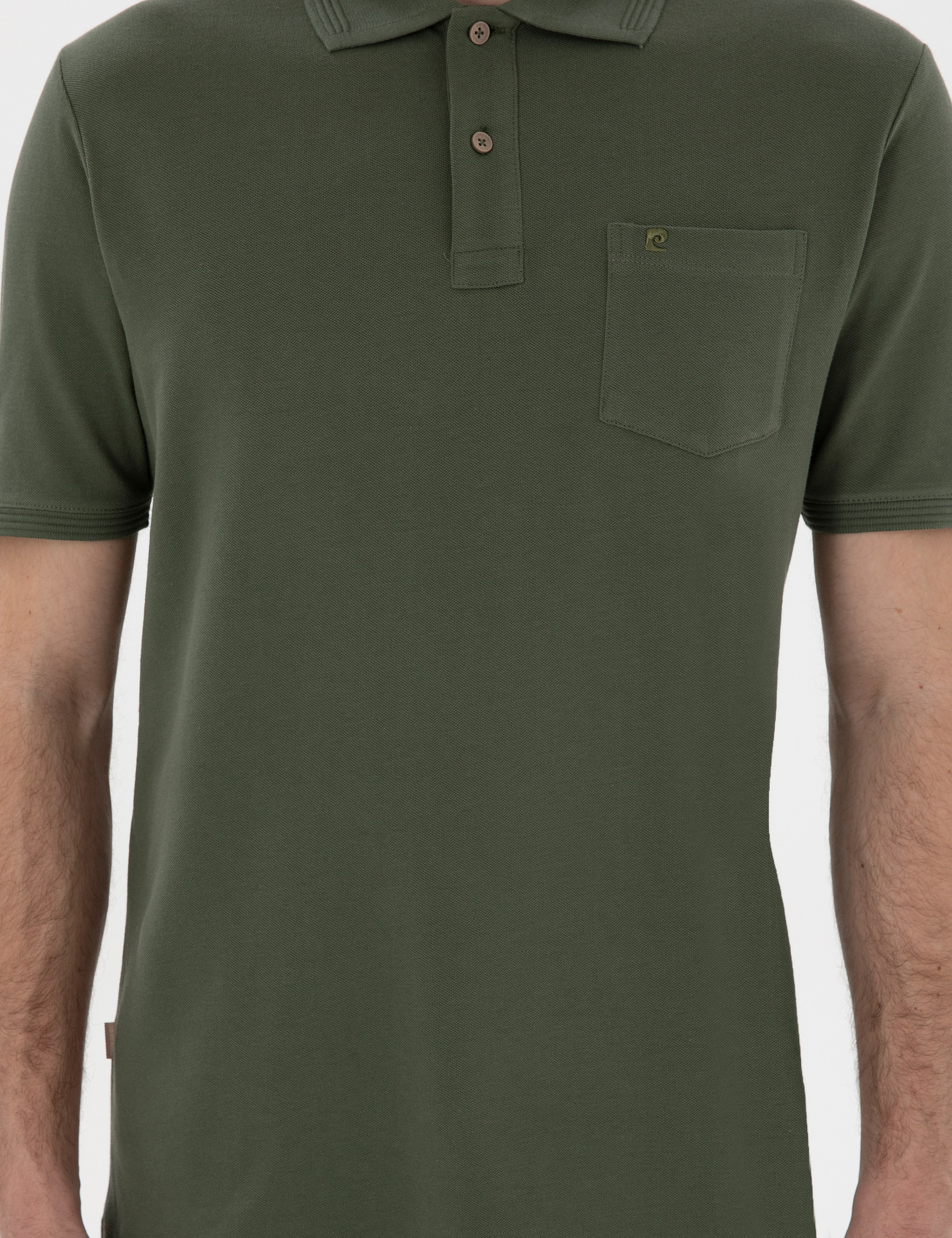 Haki Regular Fit Kıvrılmaz Polo Yaka Basic Tişört
