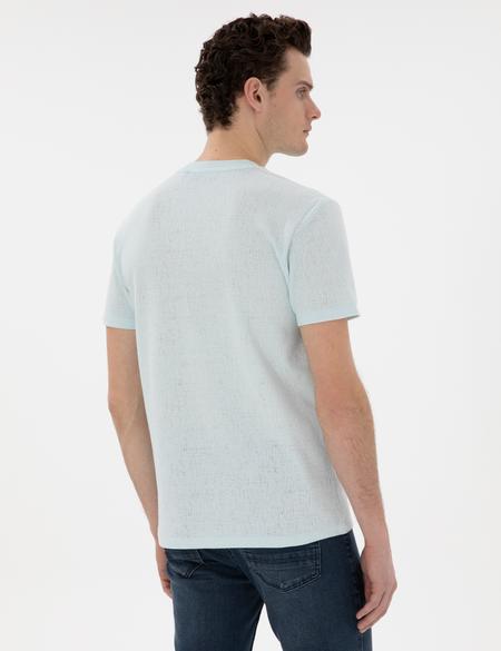 Su Yeşili Slim Fit Tişört - 50302567107