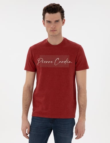 Nar Çiçeği Slim Fit Bisiklet Yaka Tişört